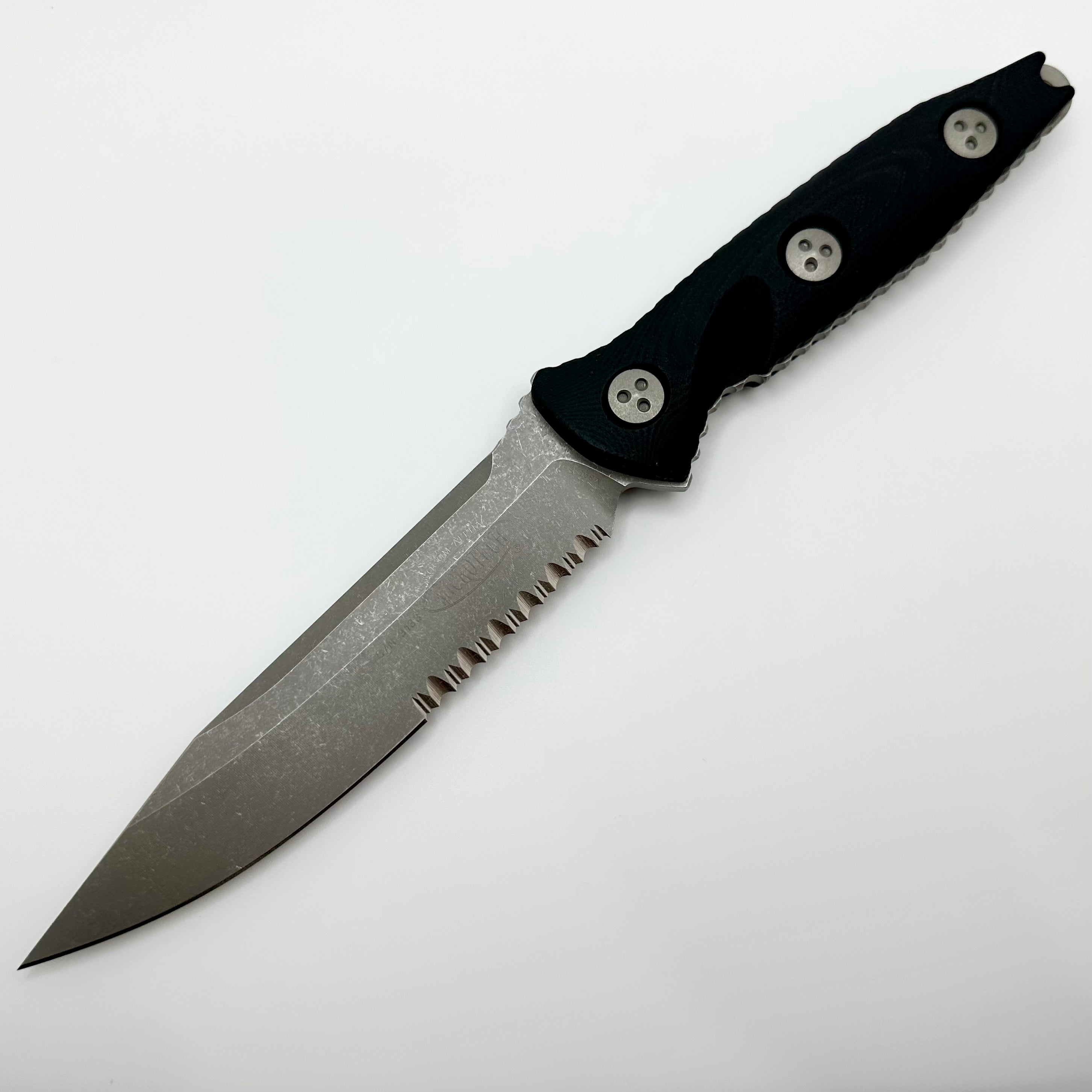 Premium Microtech Socom Alpha Tactical Knife - Apocalyptic Partial Serrated Edge