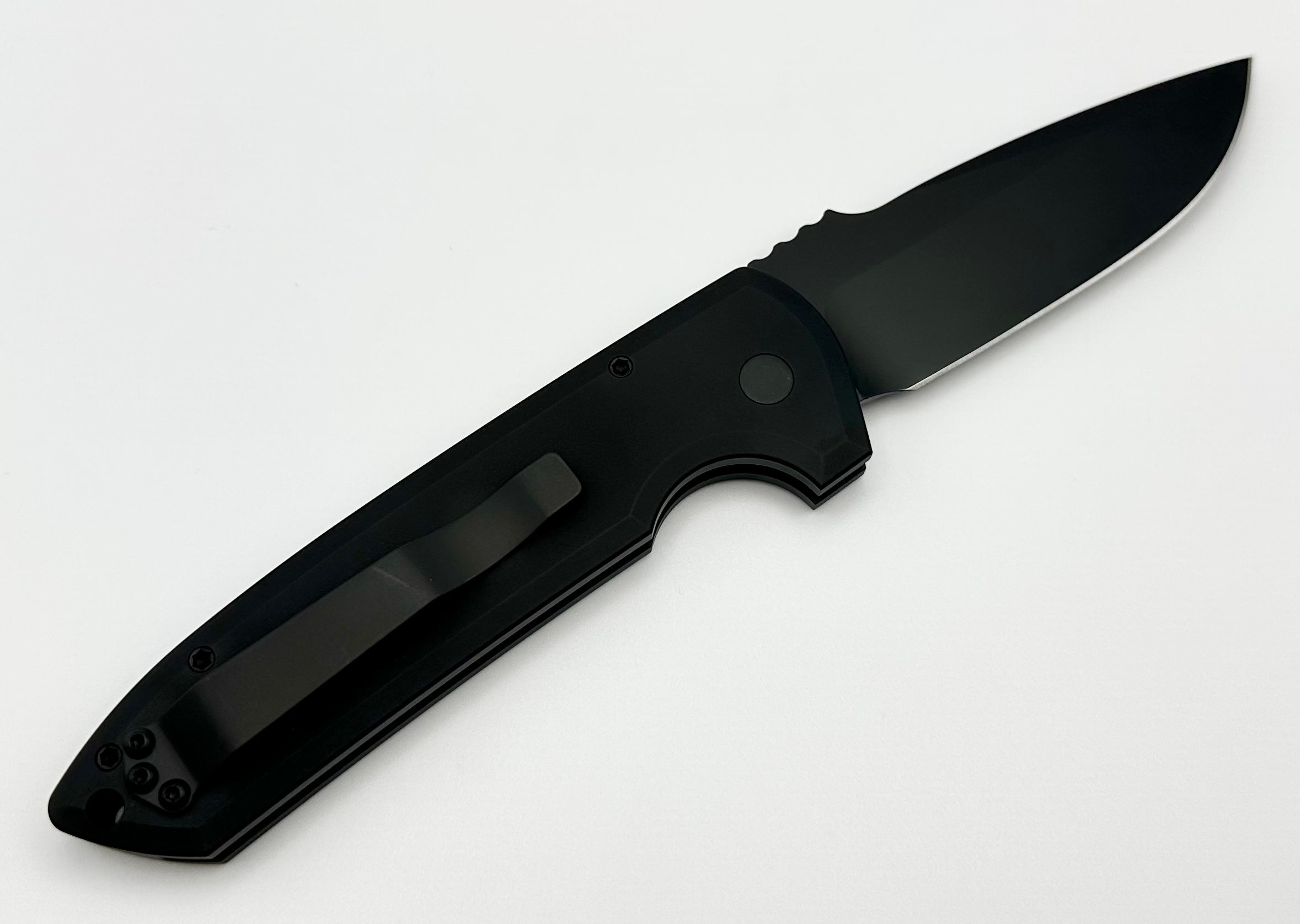 Pro-Tech Les George Rockeye Operator: Premium EDC Knife with Smooth Black Aluminum Handle & S35VN Blade