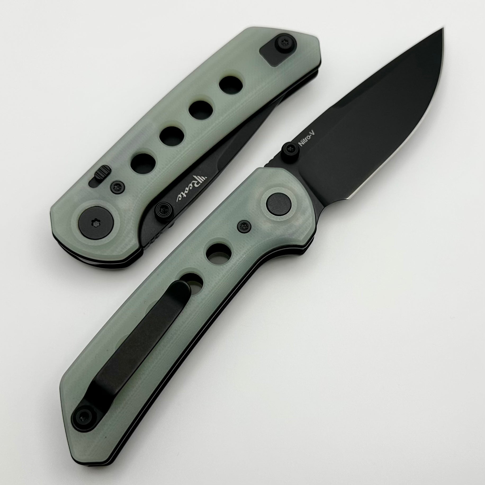 Reate Knives PL-XT Ultimate Folding Knife - Jade G-10 & Black PVD Nitro-V