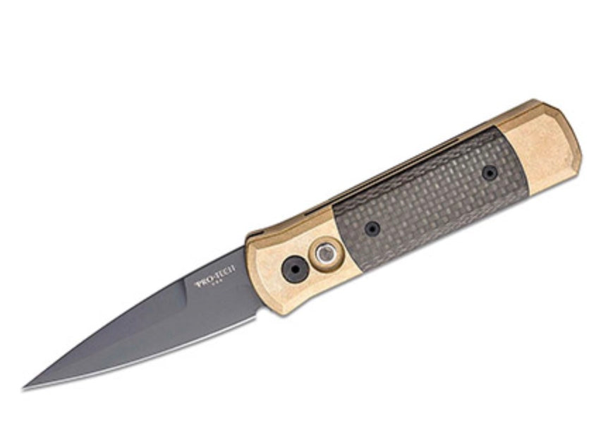 Pro-Tech Godson Premium Folding Knife - Bronze Aluminum Handle with Carbon Fiber Inlays & 154-CM Blade