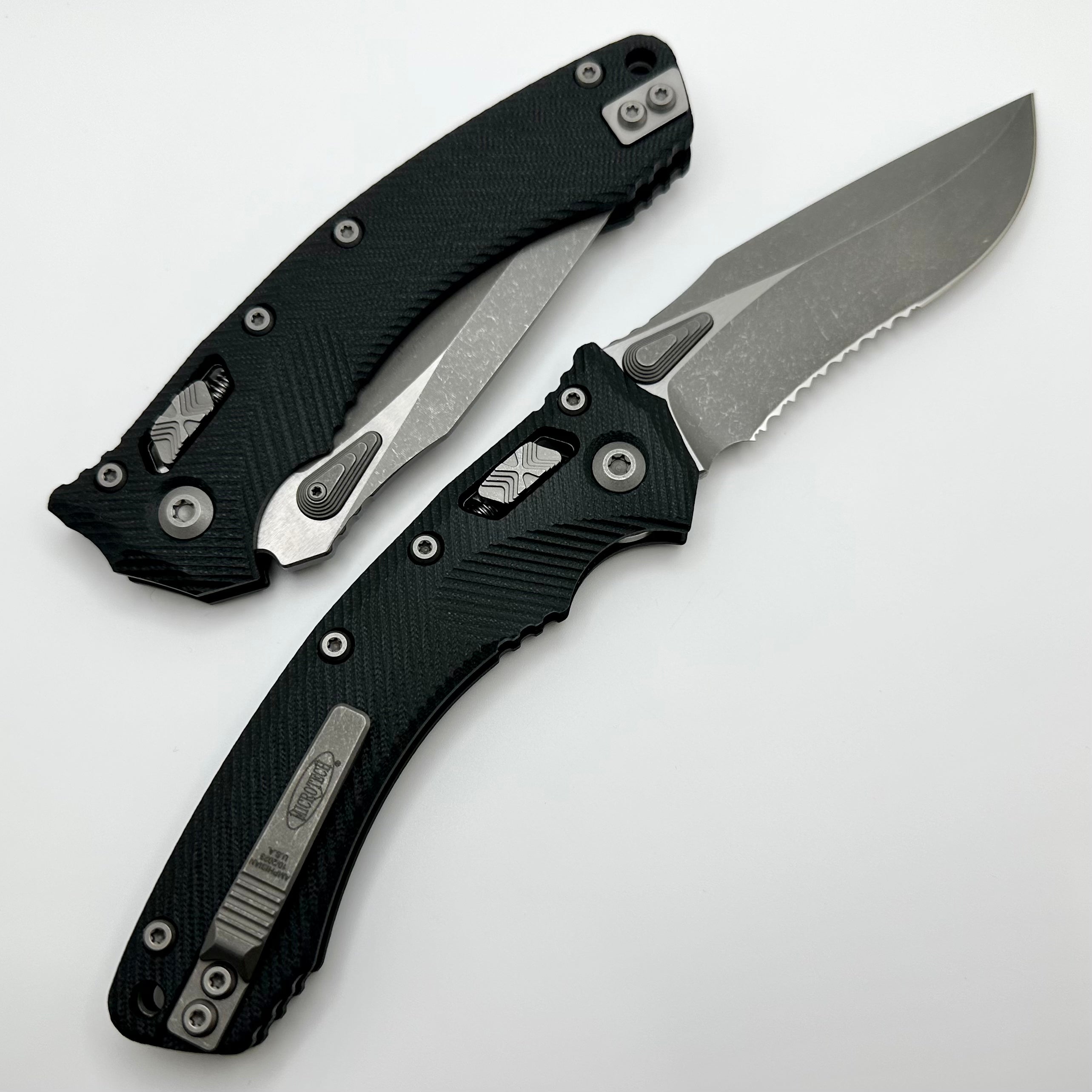 Microtech Amphibian RAM LOK Tactical Knife - Black Fluted G-10 Handle & Apocalyptic M390MK Blade