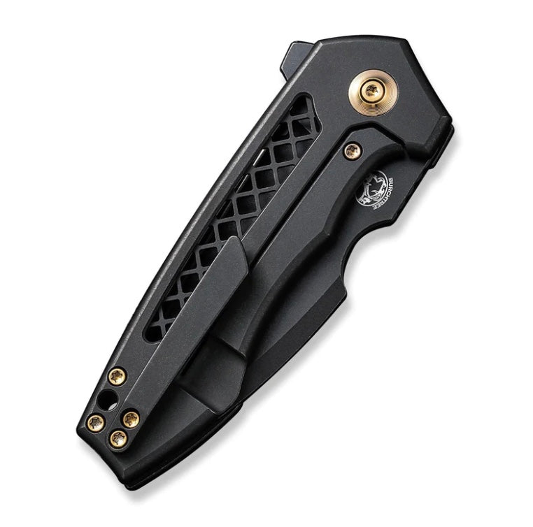 We Knife Harpen Flipper - Premium Black Milled Titanium Handle & CPM-20CV Blade WE23019-1