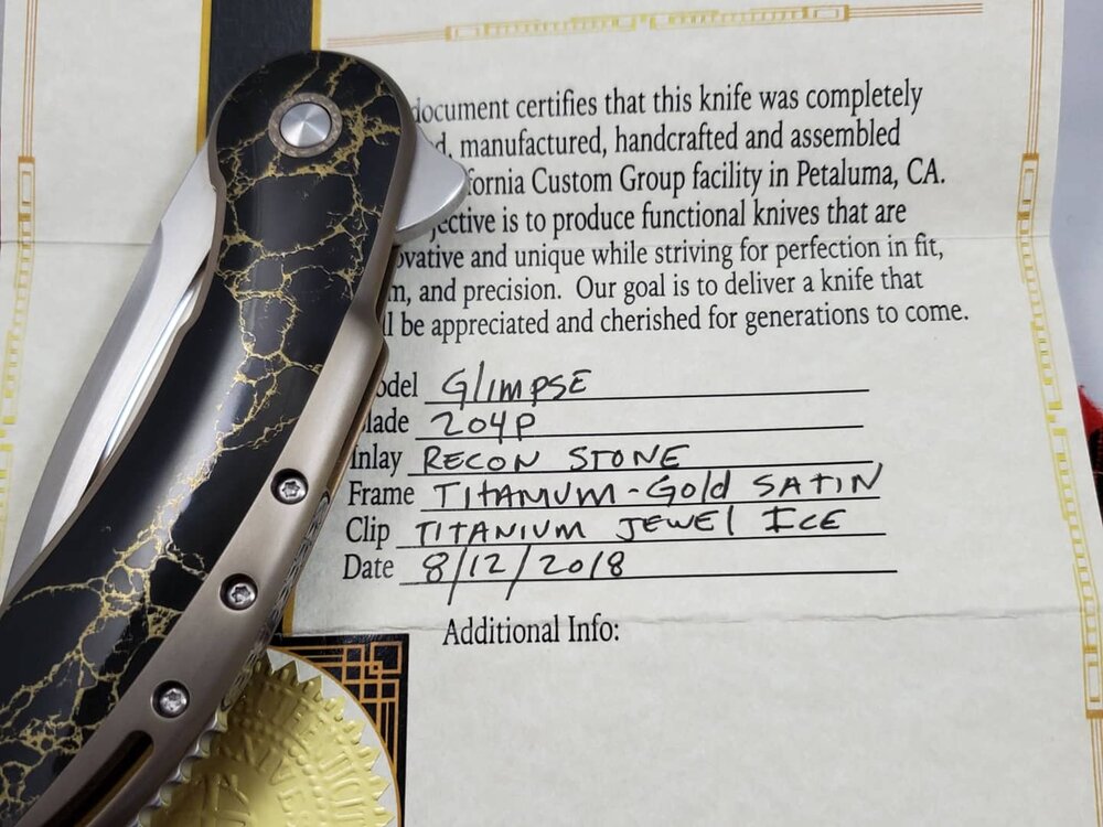 Todd Begg California Custom Shop Glimpse Recon Stone Inlaid Premium Folding Knife