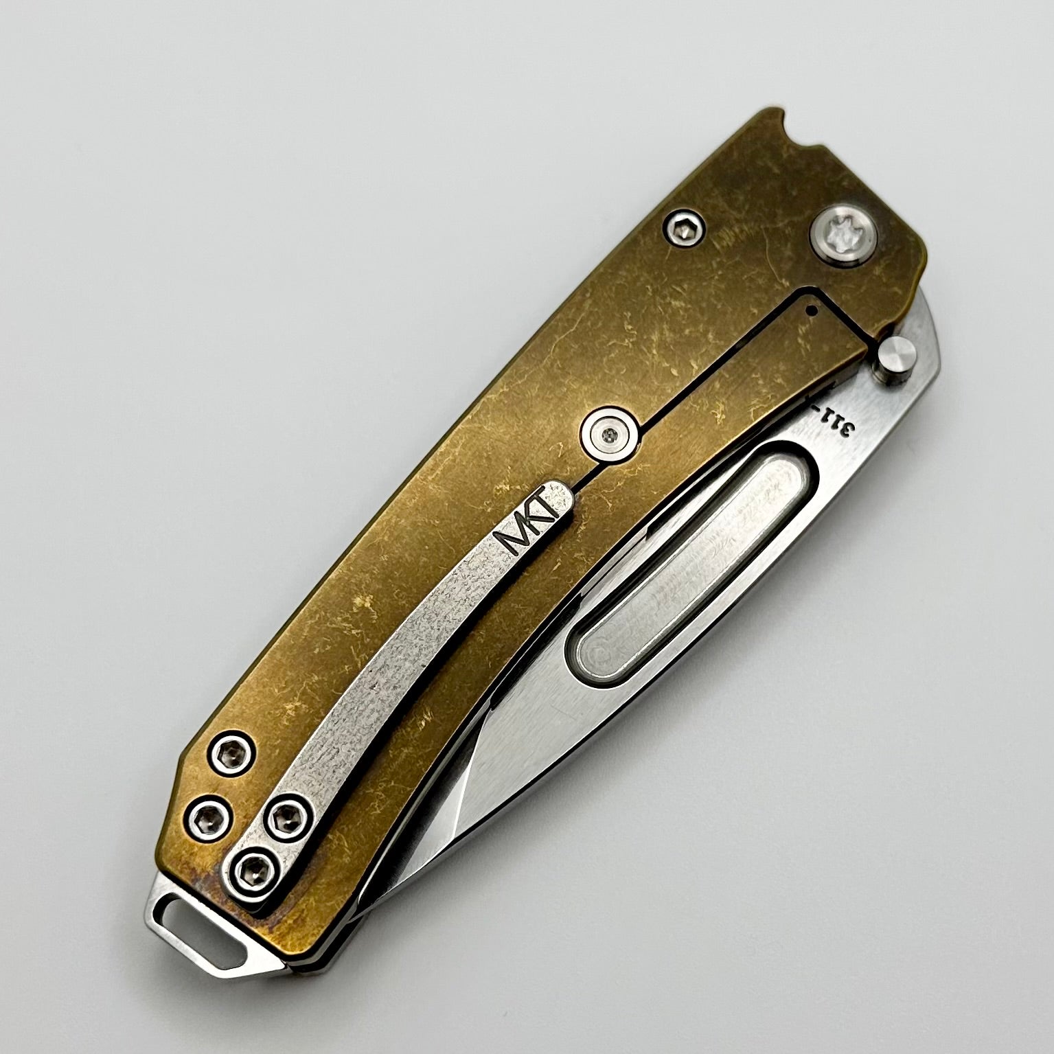 Medford Midi Marauder S45 Premium Drop Point Folding Knife with Bronze Tumbled Titanium Handles