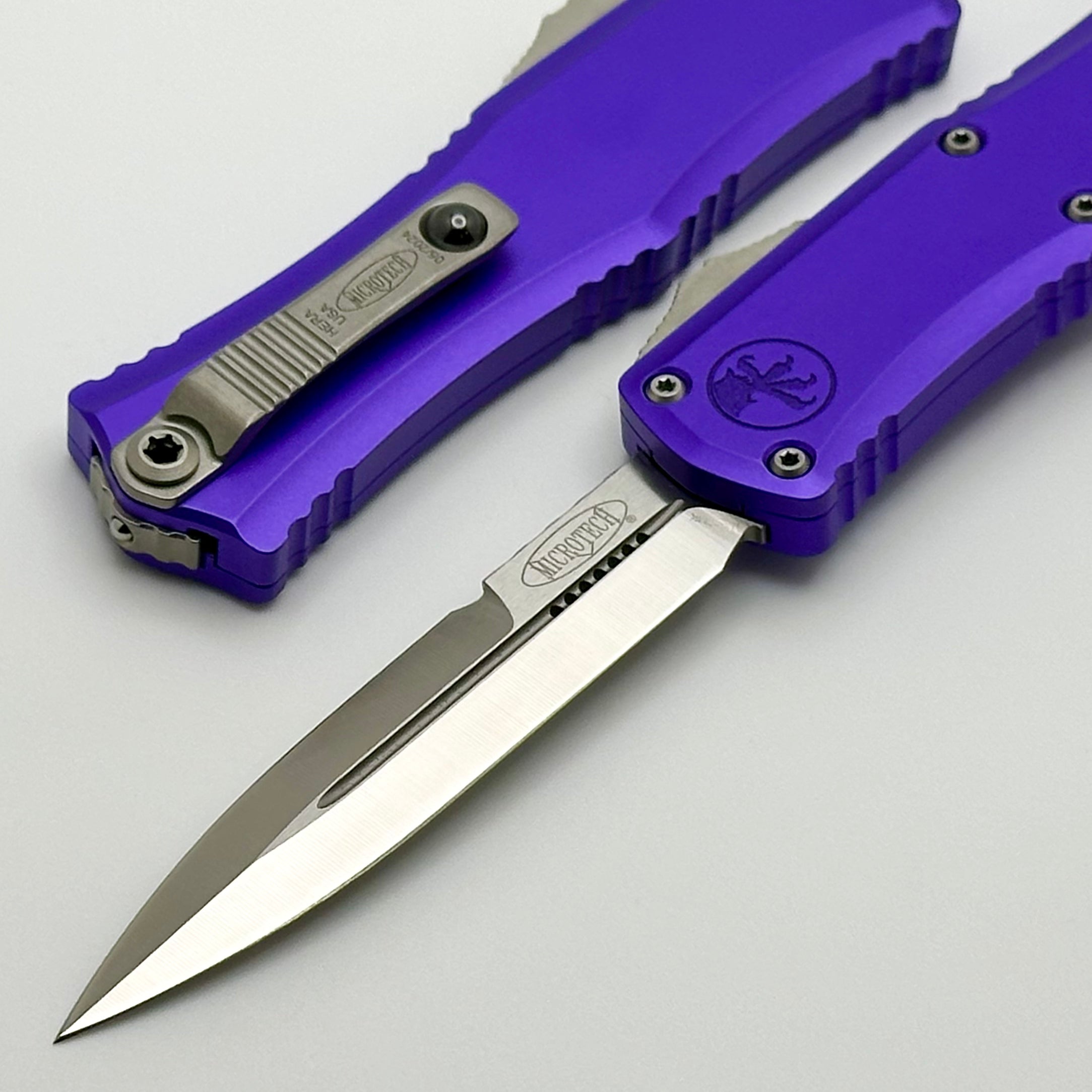 Premium Microtech Mini Hera OTF Knife - M390MK Blade & Purple Aluminum Handle