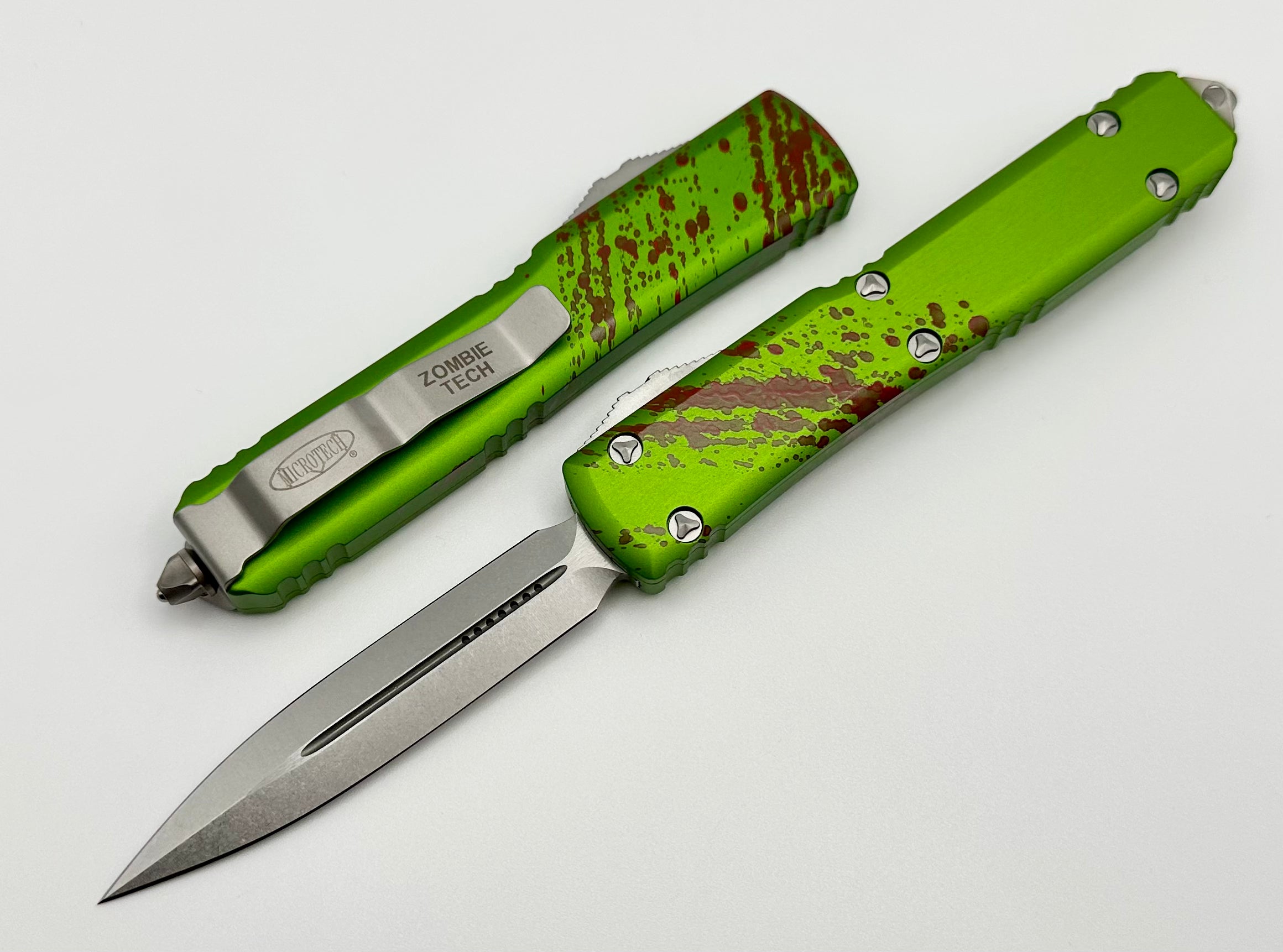 Premium Microtech Ultratech Double Edge Zombie Tech Knife - Ultimate Stonewash Finish