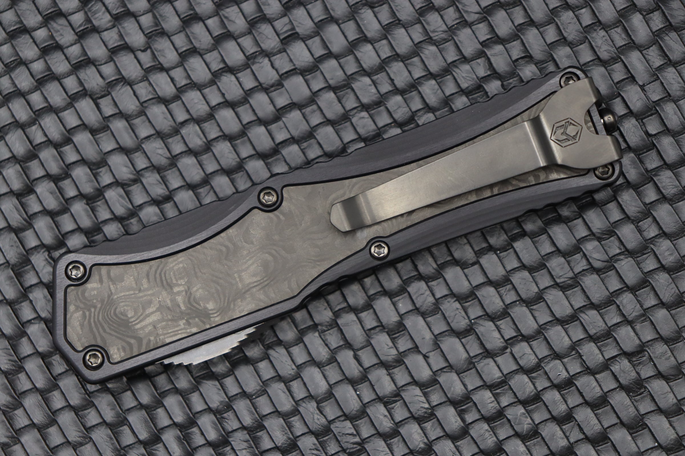 Premium Heretic Knives Colossus: Fat Carbon & Baker Forge Damascus Double Edge