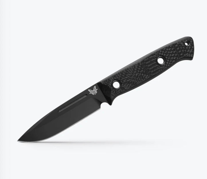 Premium Benchmade Bushcrafter Survival Knife - Carbon Fiber Handle & Cruwear Fixed Blade 163BK