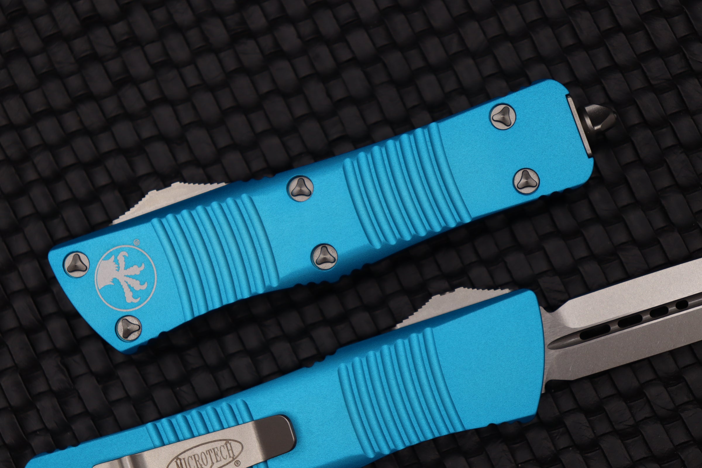 Microtech Troodon Double Edge Stonewash Knife - Premium Turquoise Edition