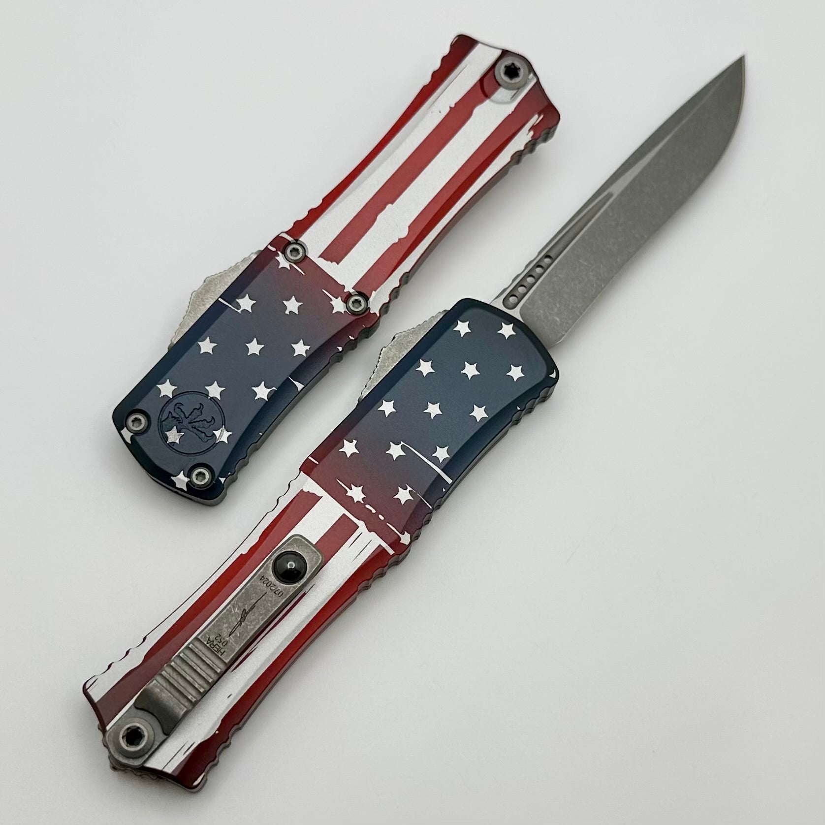 Microtech Hera II Mini USA Flag Apocalyptic Recurve | Premium M390MK Signature Series