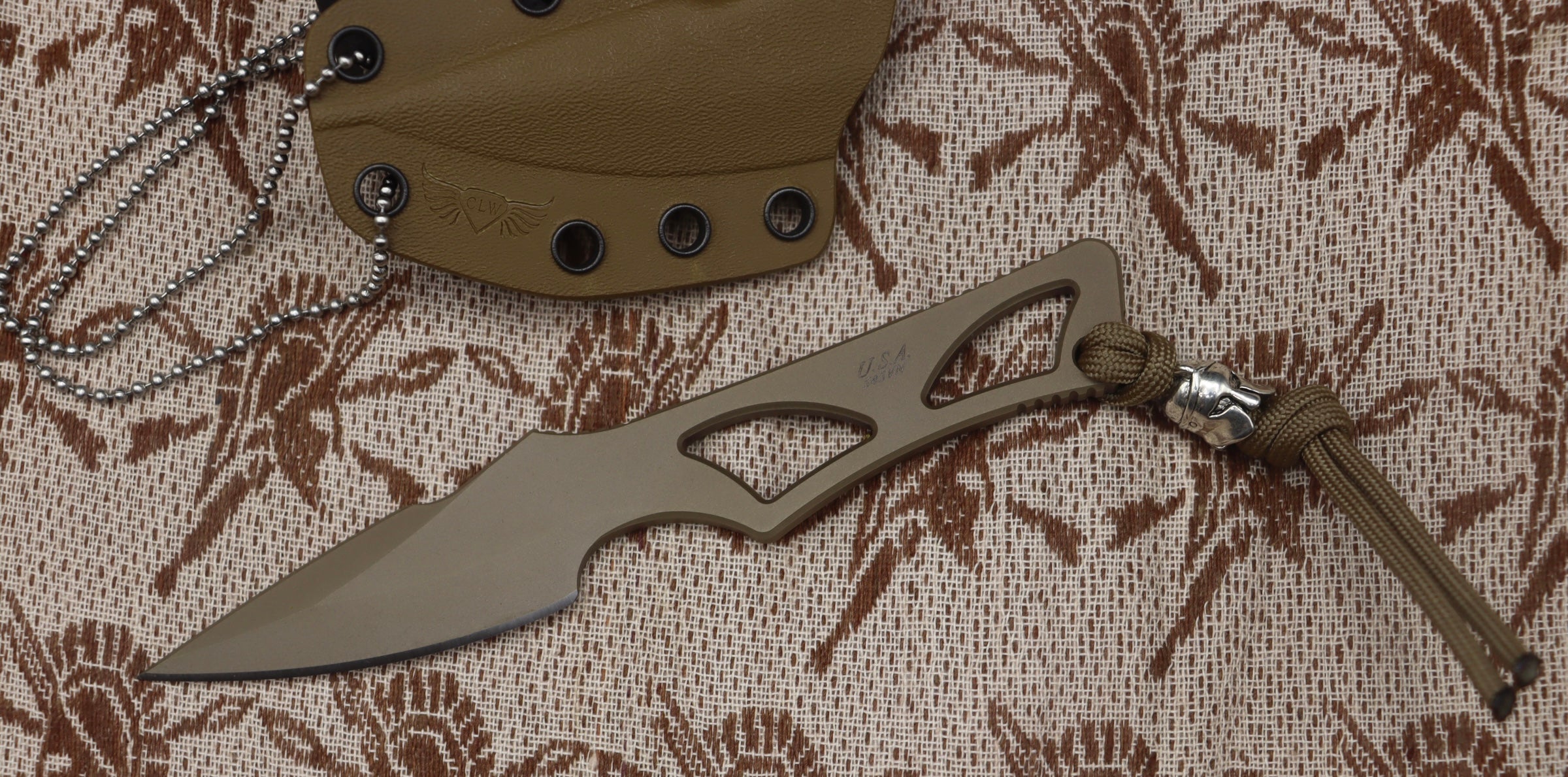 Spartan Blades Premium Enyo EDC Knife - Tan Kydex Sheath & Waist/Neck Carry