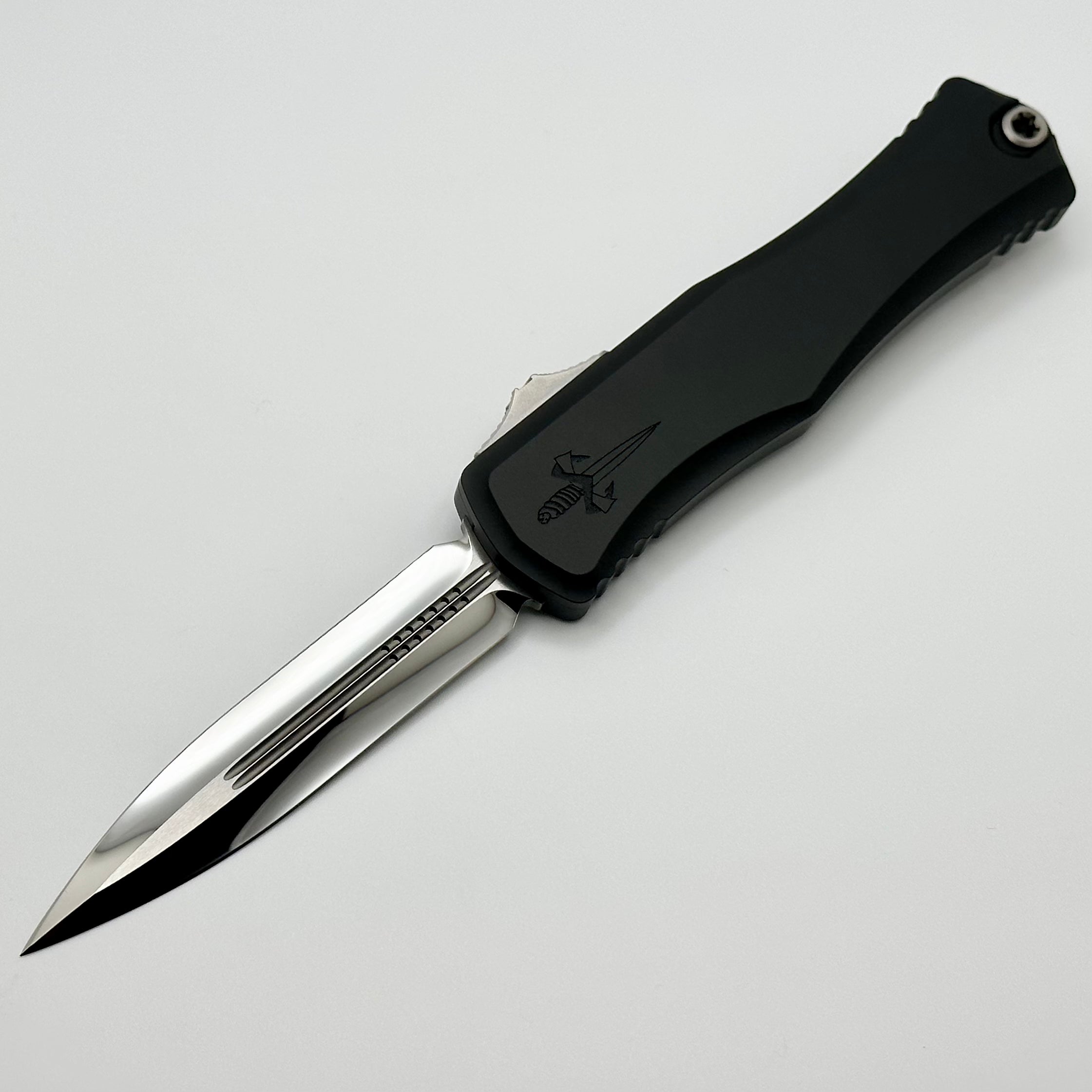 Marfione Custom Hera II Prototype - Ultimate Mirror Polished Double Edge Knife with Black Handle