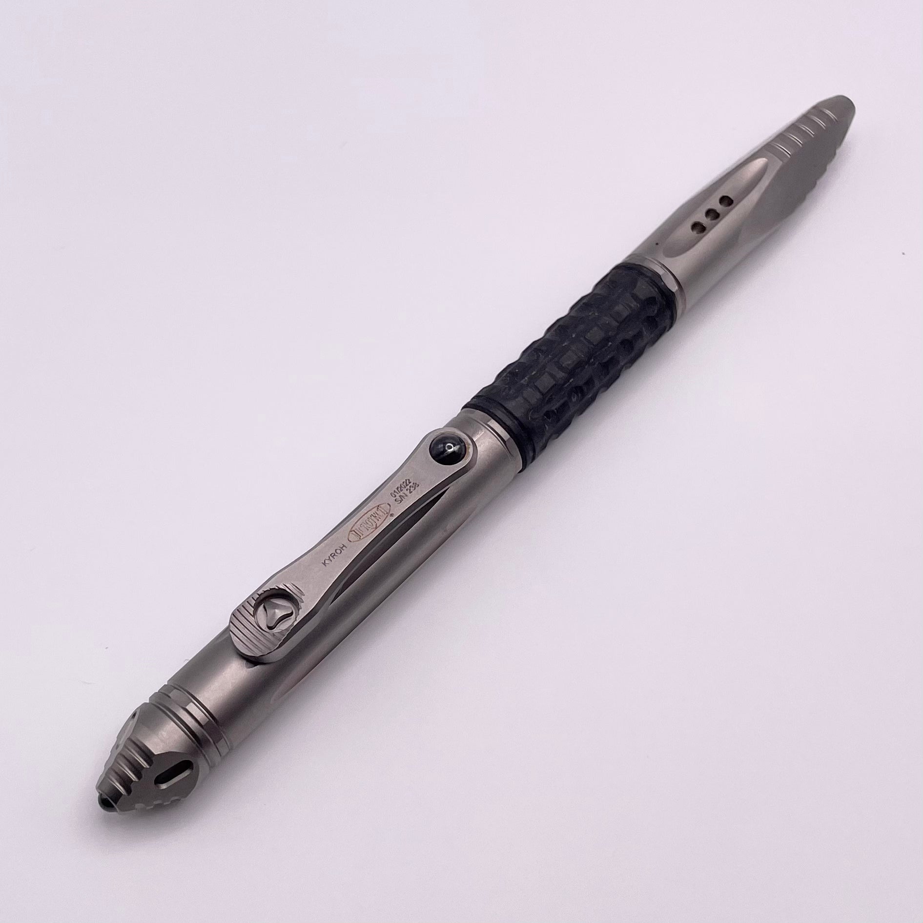 Premium Pre-Owned Microtech Kyroh Pen - Bead Blast Full Size 403-TI-BBTRI