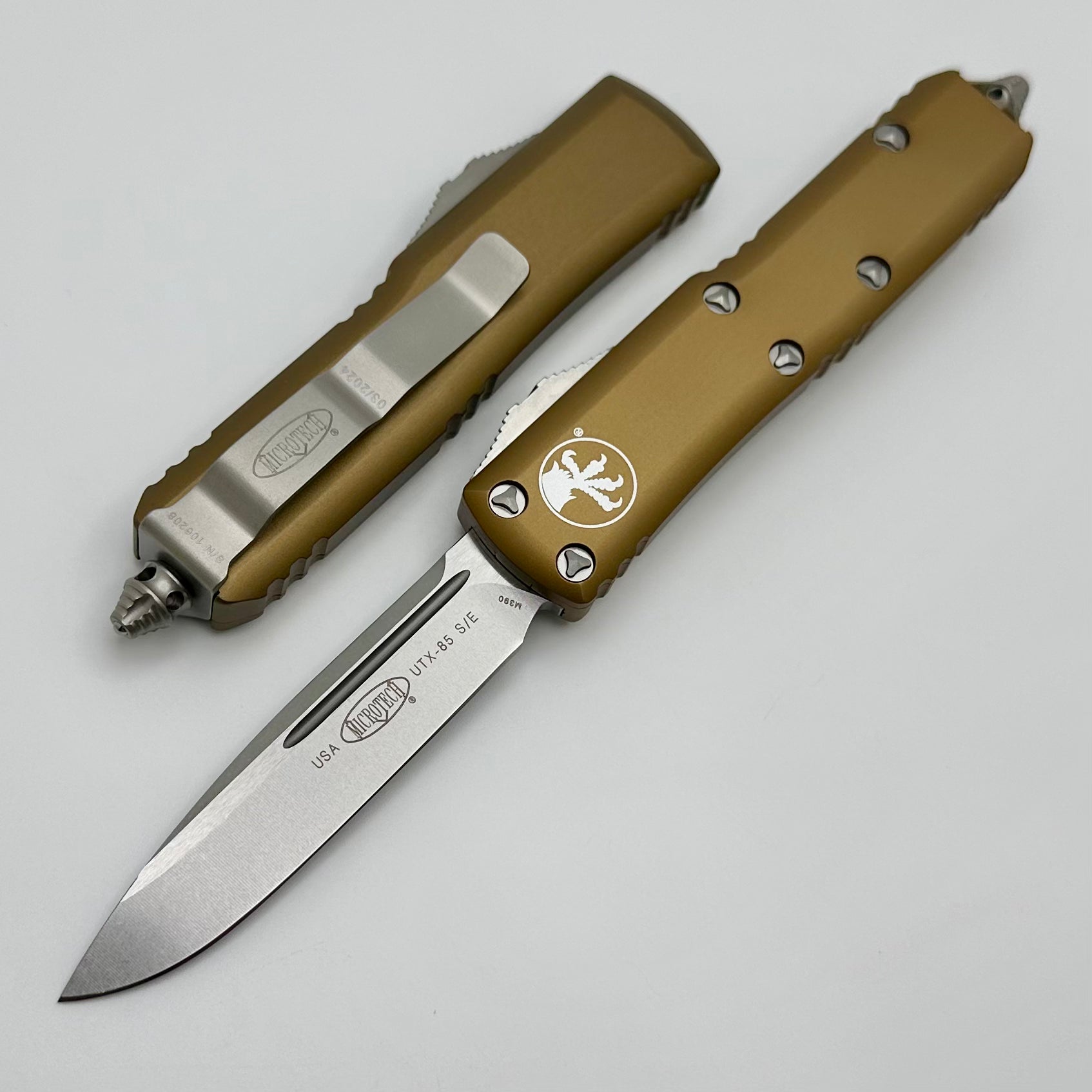 Microtech UTX-85 Premium EDC Knife - Stonewash Finish & Tan Handle