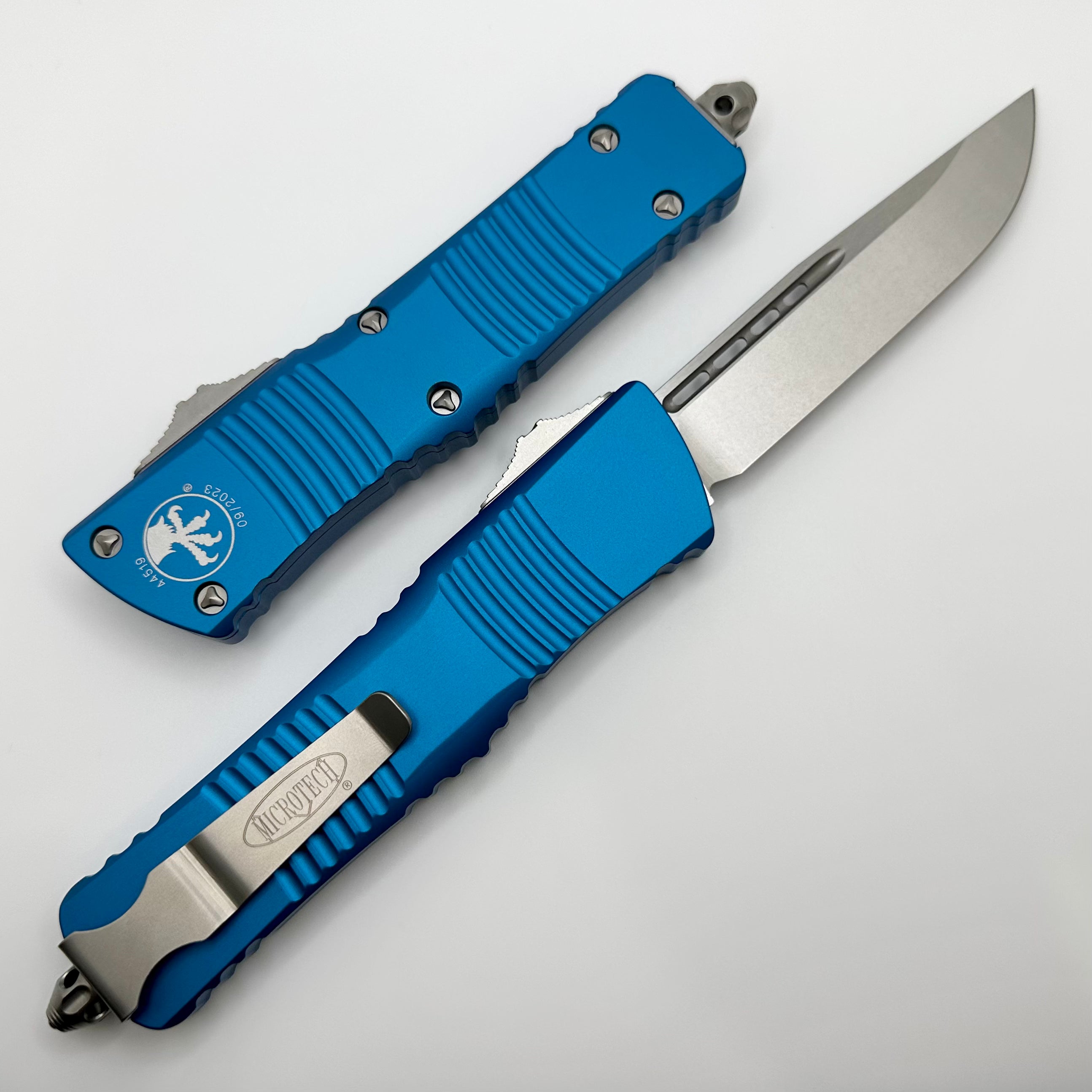 Ultimate Microtech Combat Troodon - Premium Stonewash & Blue Tactical Knife