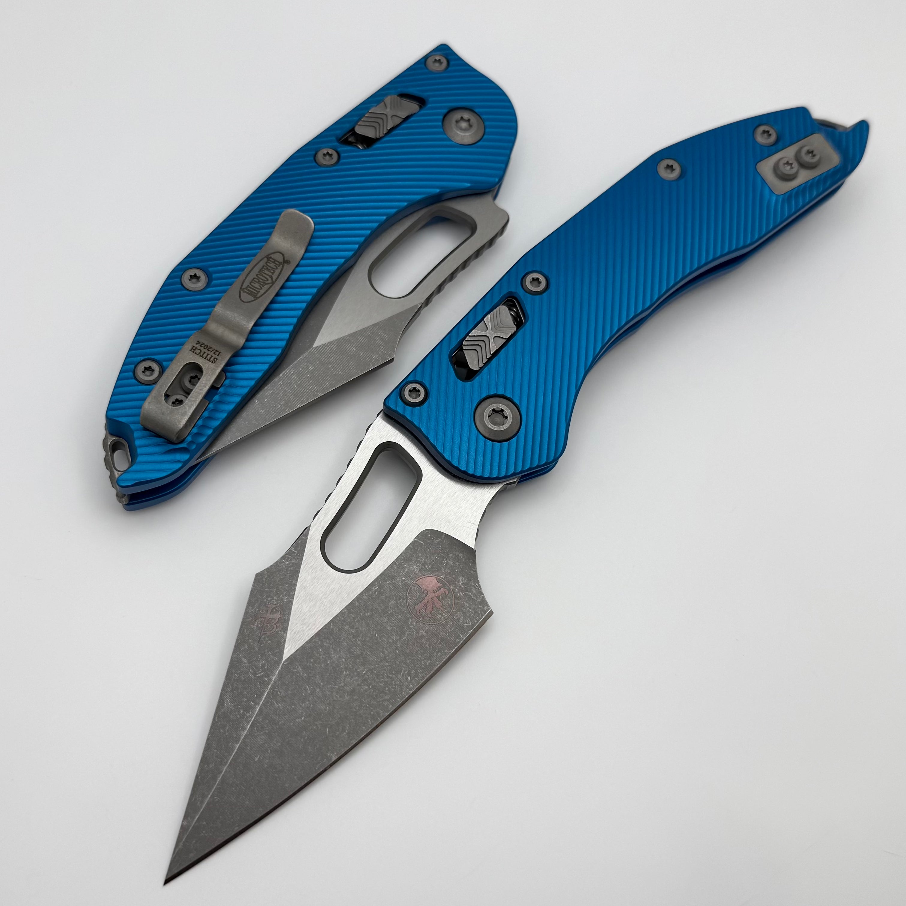 Microtech Stitch RAM LOK Folding Knife - Premium Blue Aluminum & M390MK Steel