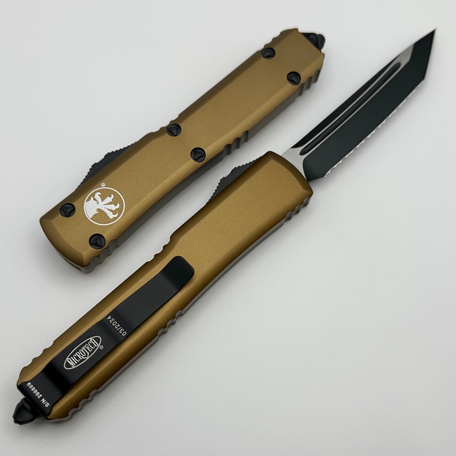 Premium Microtech Ultratech Tanto Black & Tan Serrated Knife