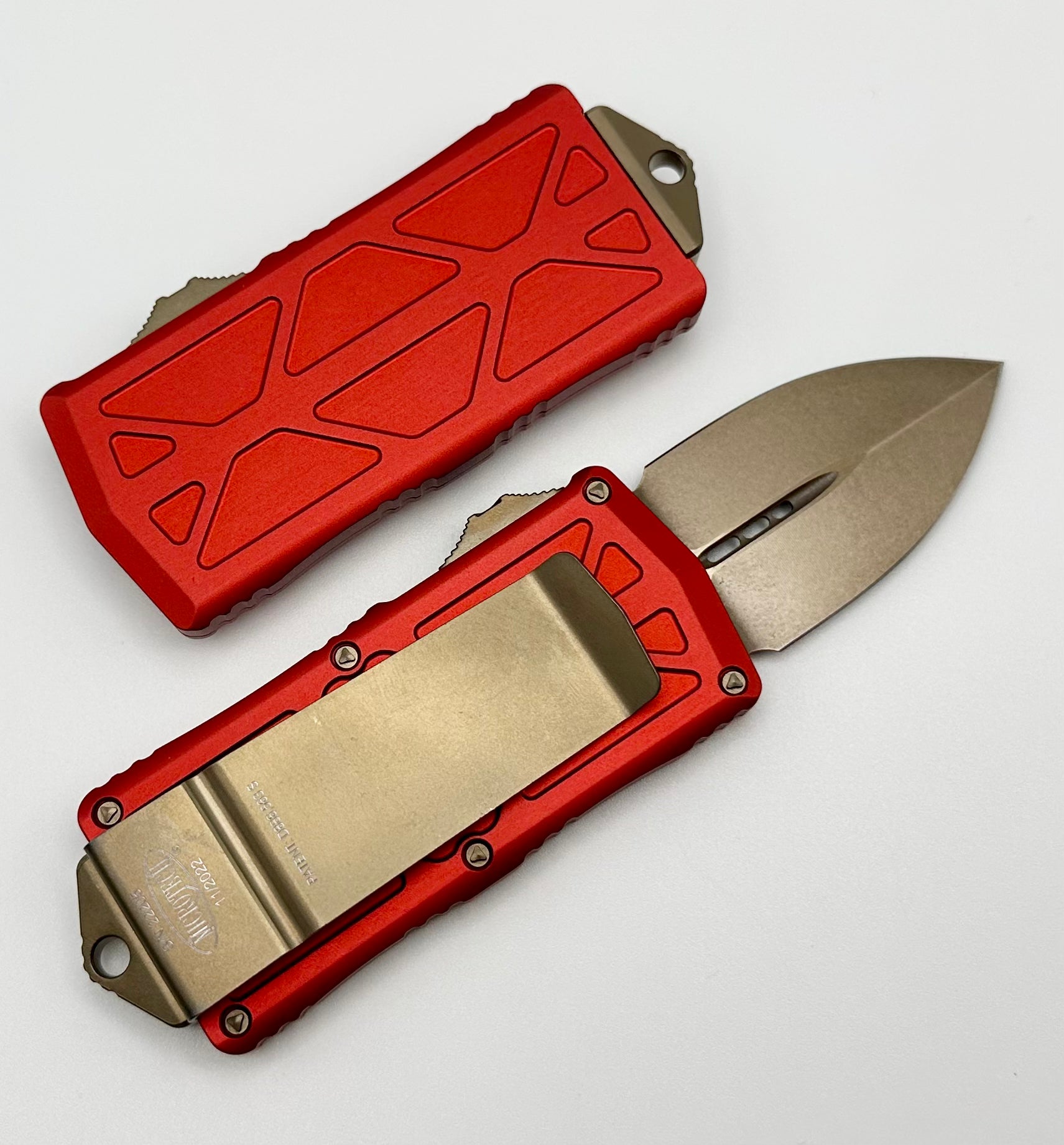 Premium Microtech Exocet Bronze & Red Double Edge Knife - Ultimate Daily Carry