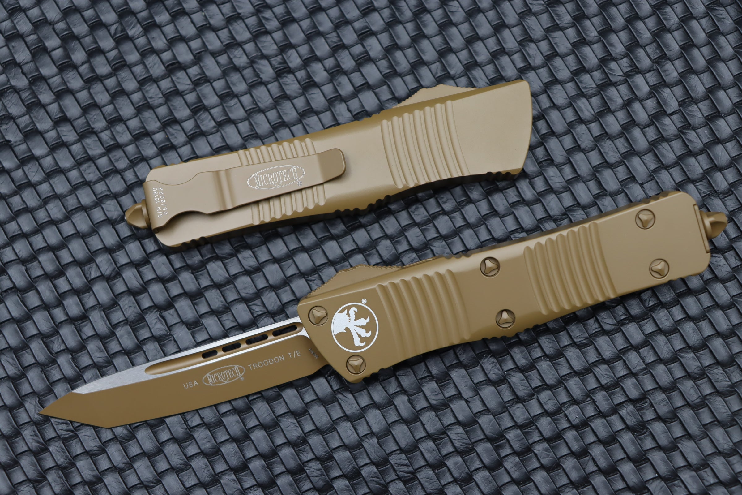 Premium Microtech Troodon Tanto Cerakote Knife - Tan Edition