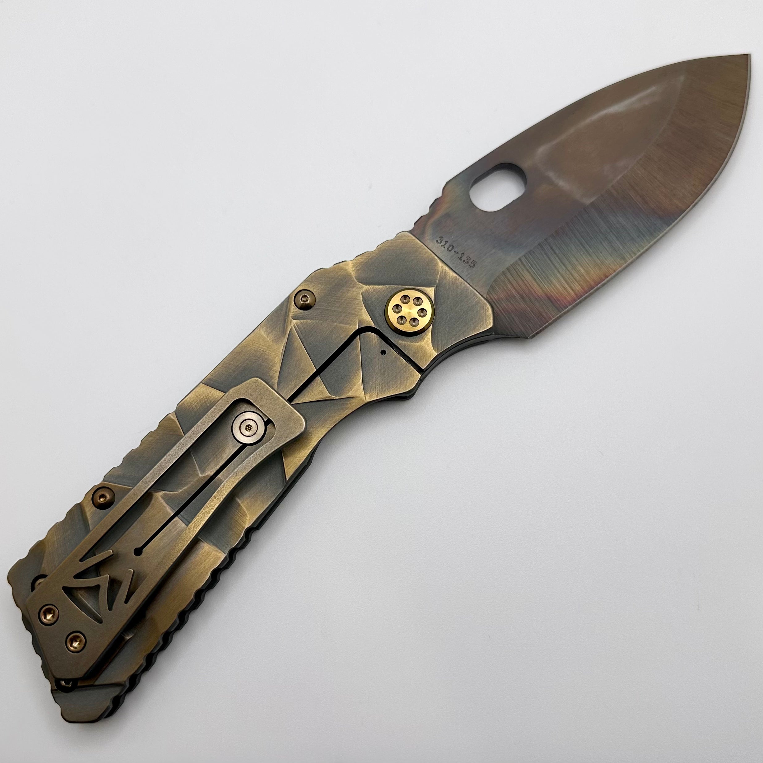 Medford TFF-1 S45VN Premium Folding Knife with Sculpted Glass Handles & Bronze Hardware