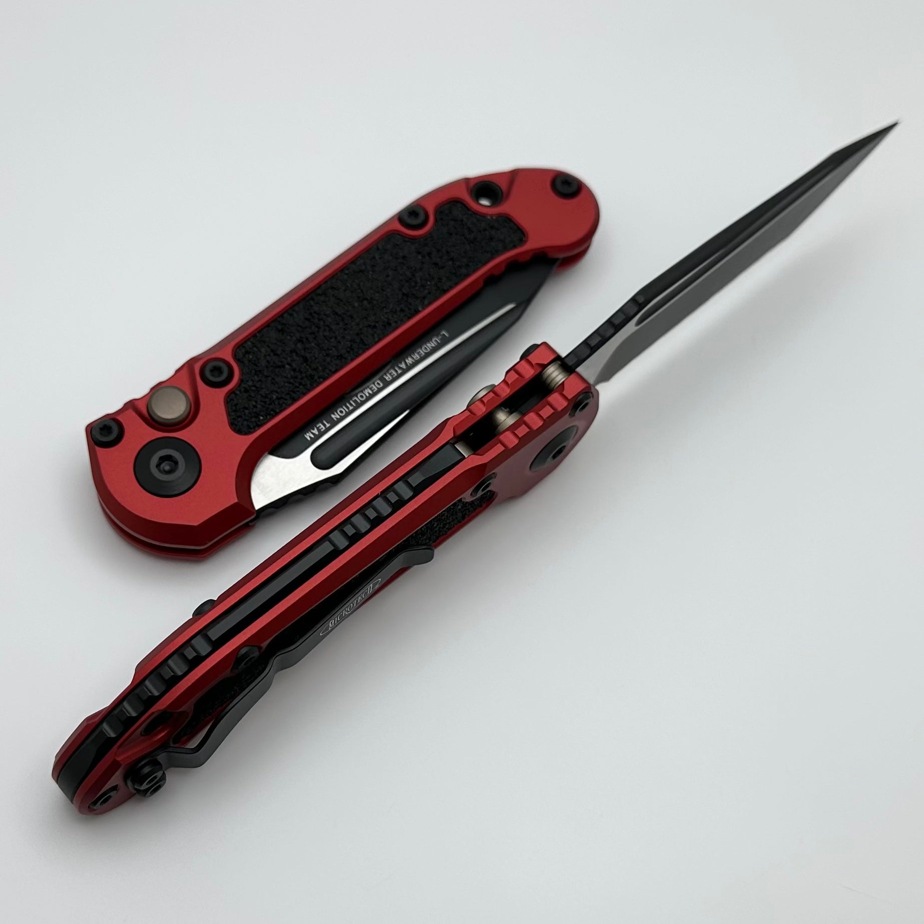 Premium Microtech LUDT Gen III Tactical Knife - Black Tanto Blade with Red Aluminum Handle