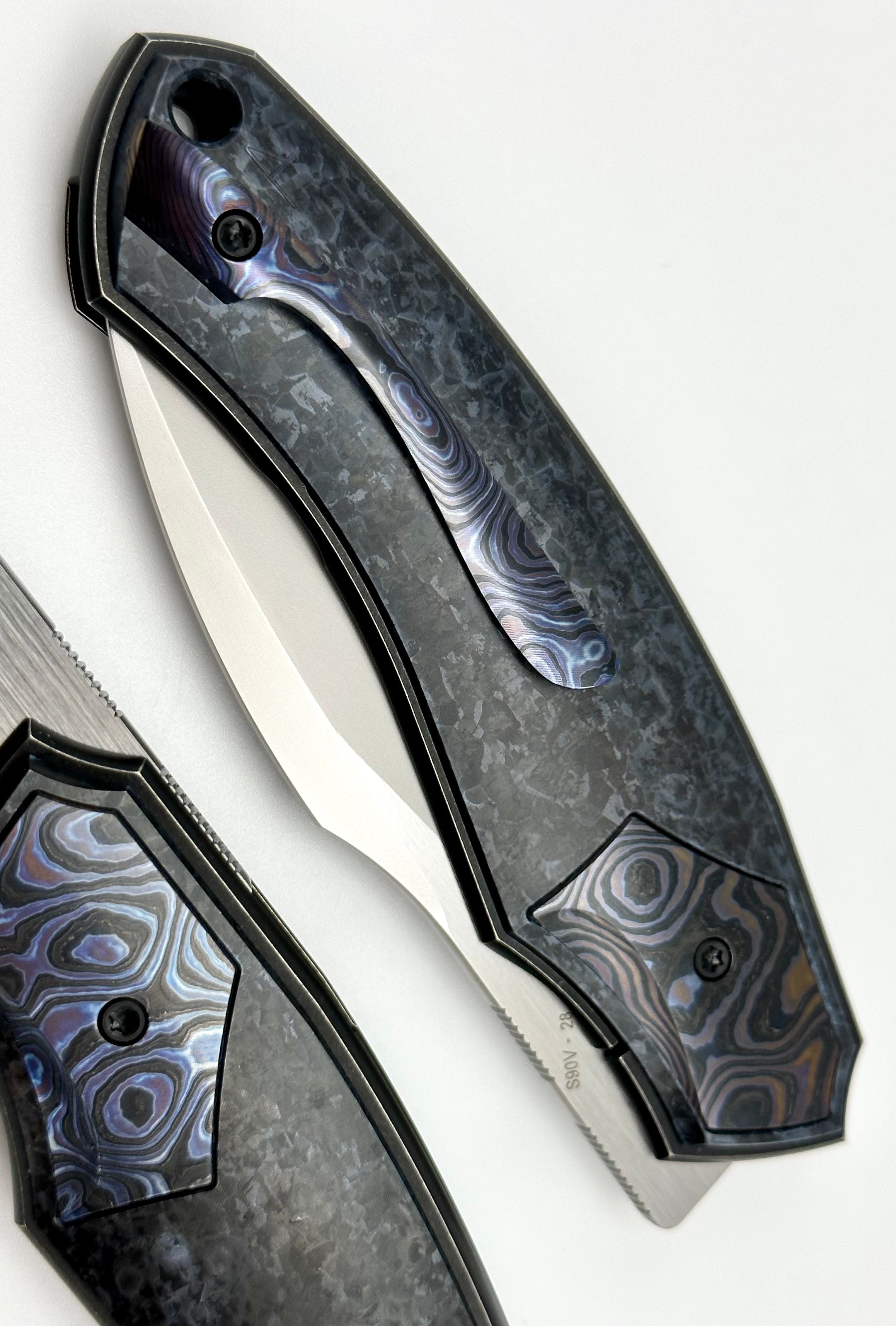 Premium Davless Crystal Ti & ZircuTi Knife by Custom Knife Factory - S90V Blade, Limited Edition