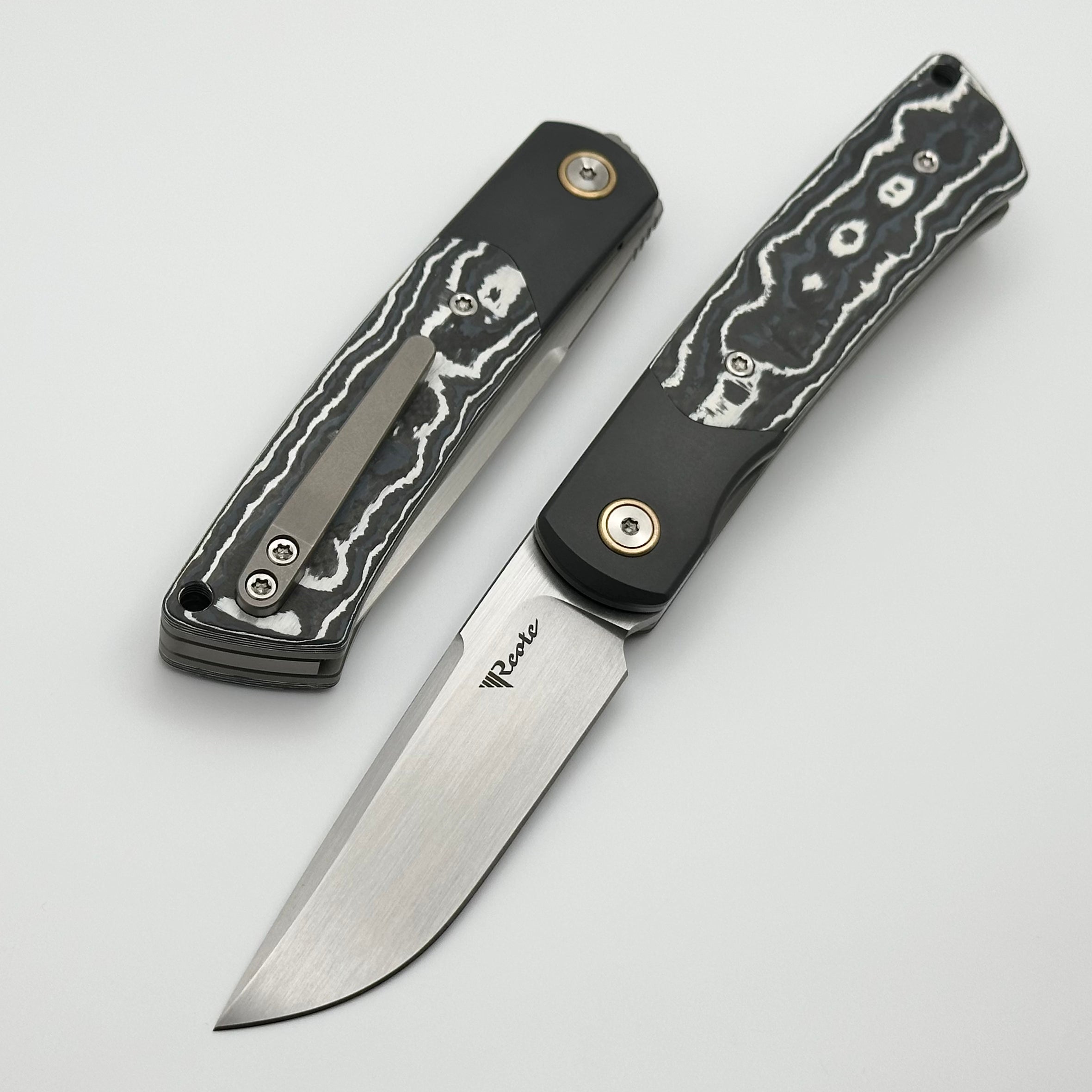 Reate Knives Tribute - Premium Zirconium & White Storm Fat Carbon EDC Knife