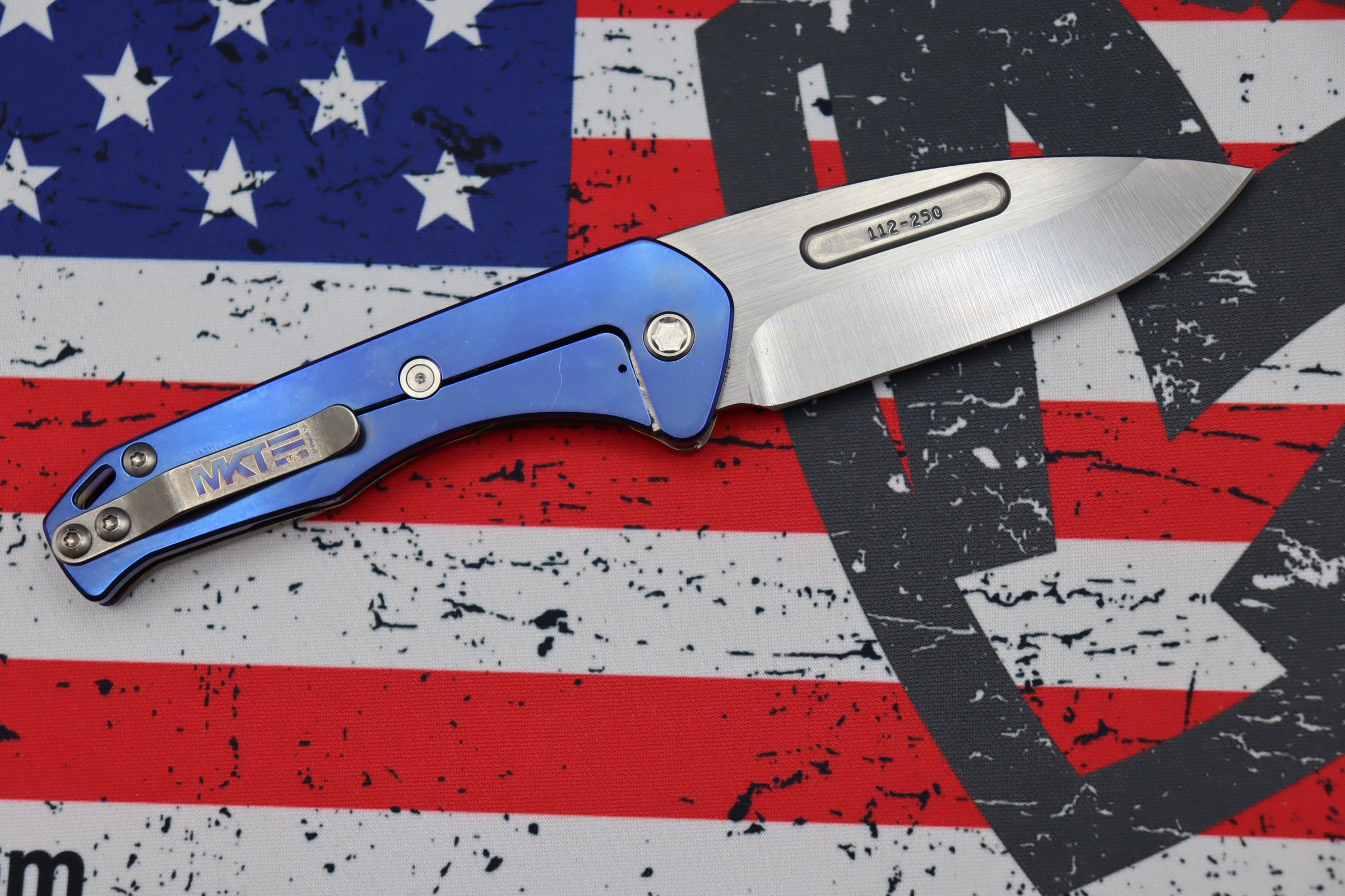 Medford Praetorian Slim Tumbled S35VN Drop Point & Flamed Handle with Blue - Premium Tactical Knife