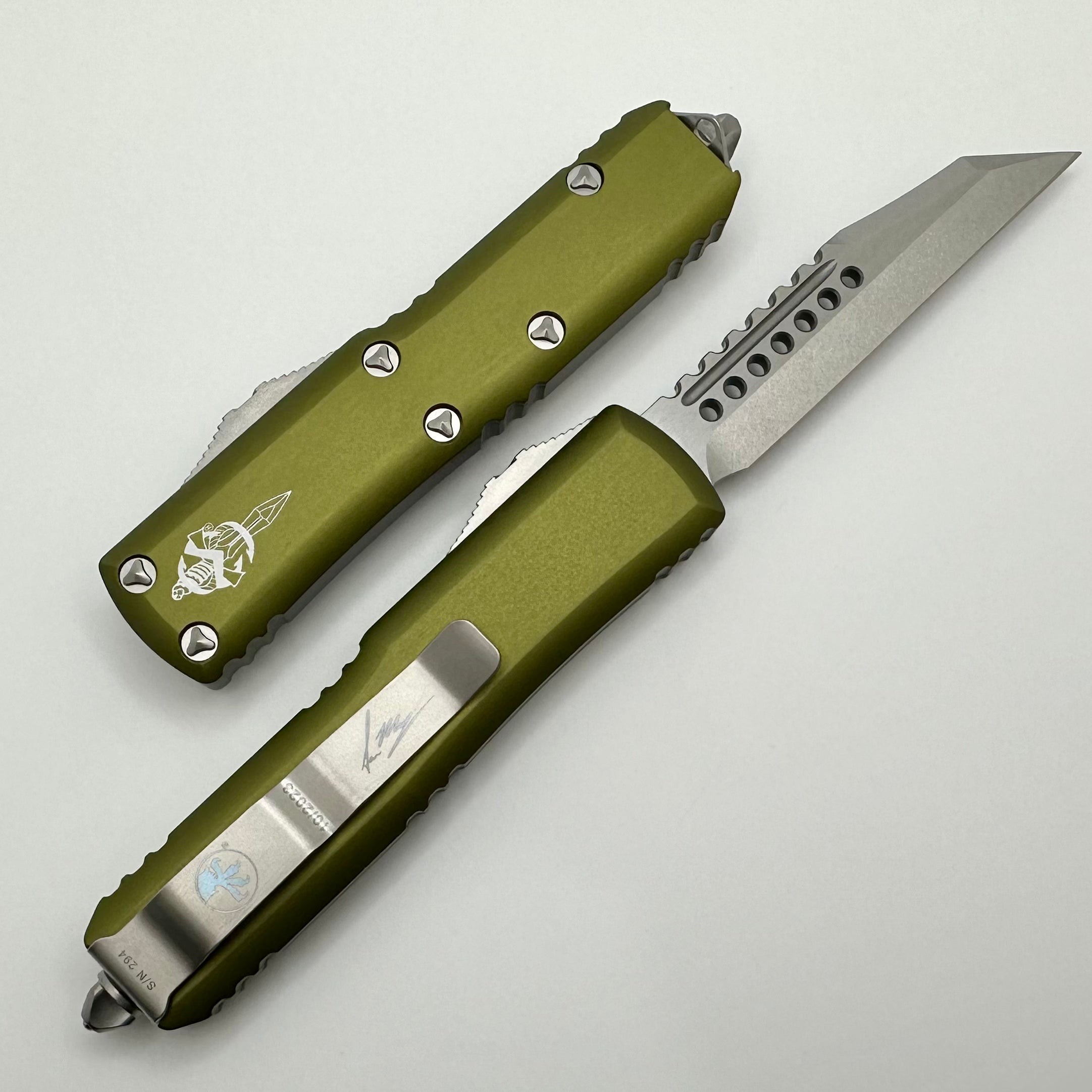 Microtech UTX-85 Warhound Signature Series - Premium EDC Knife with OD Green Handle