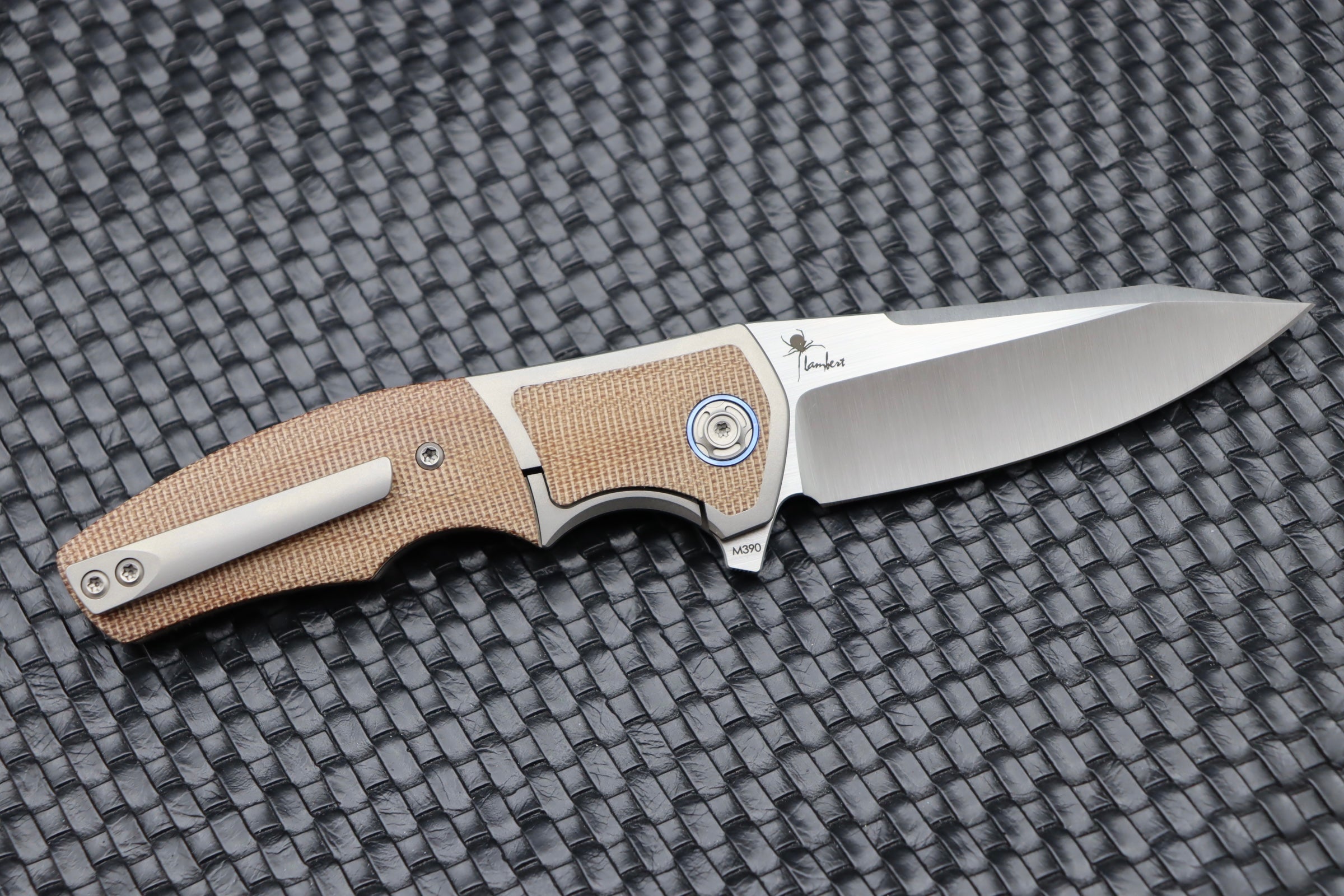 Reate Knives Premium Mini Crossroads - M390 Blade & Brown Micarta Inlays