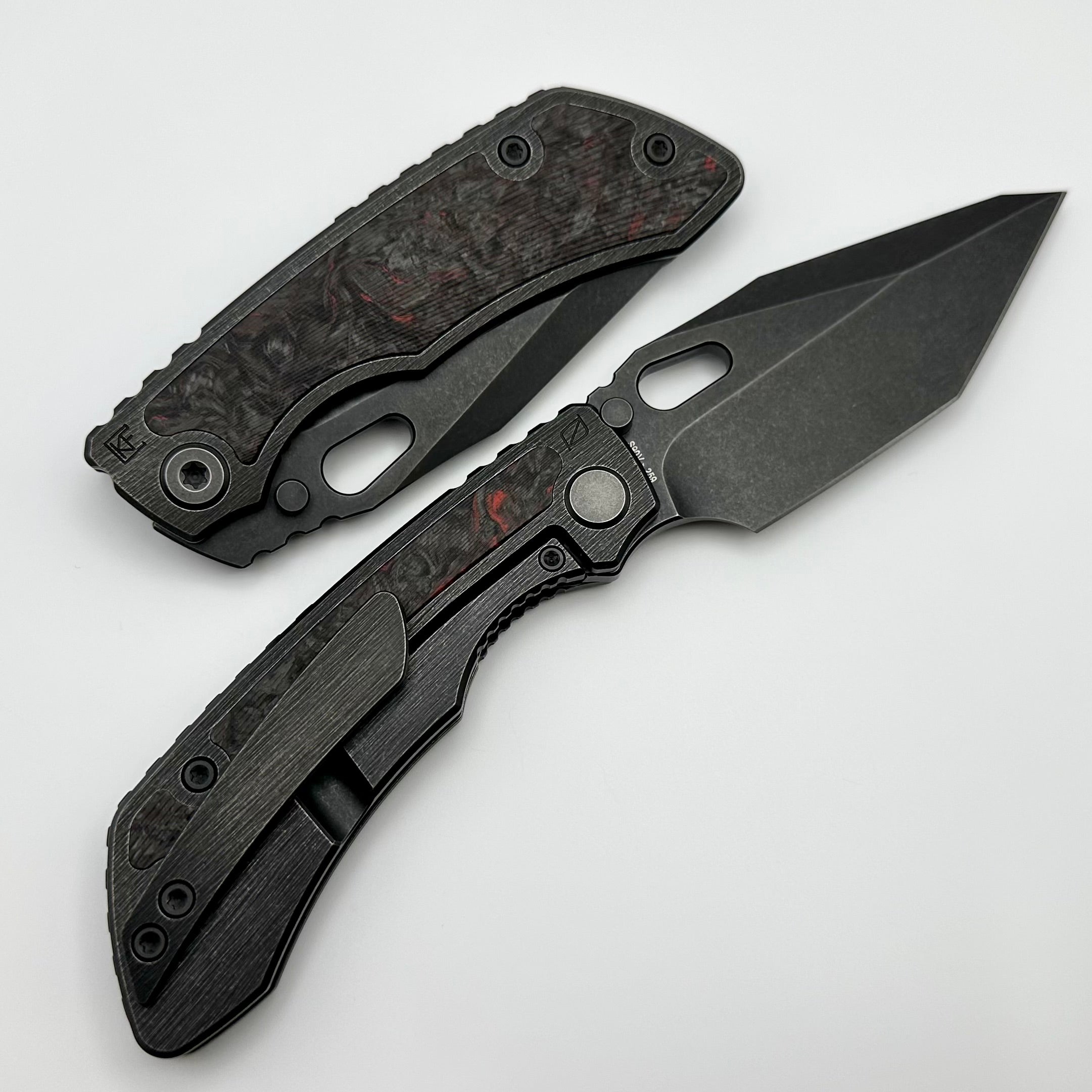 Premium Custom Knife Factory Rotten Evo T - Carbon Fiber & Titanium Handle with Blackwash S90V Blade