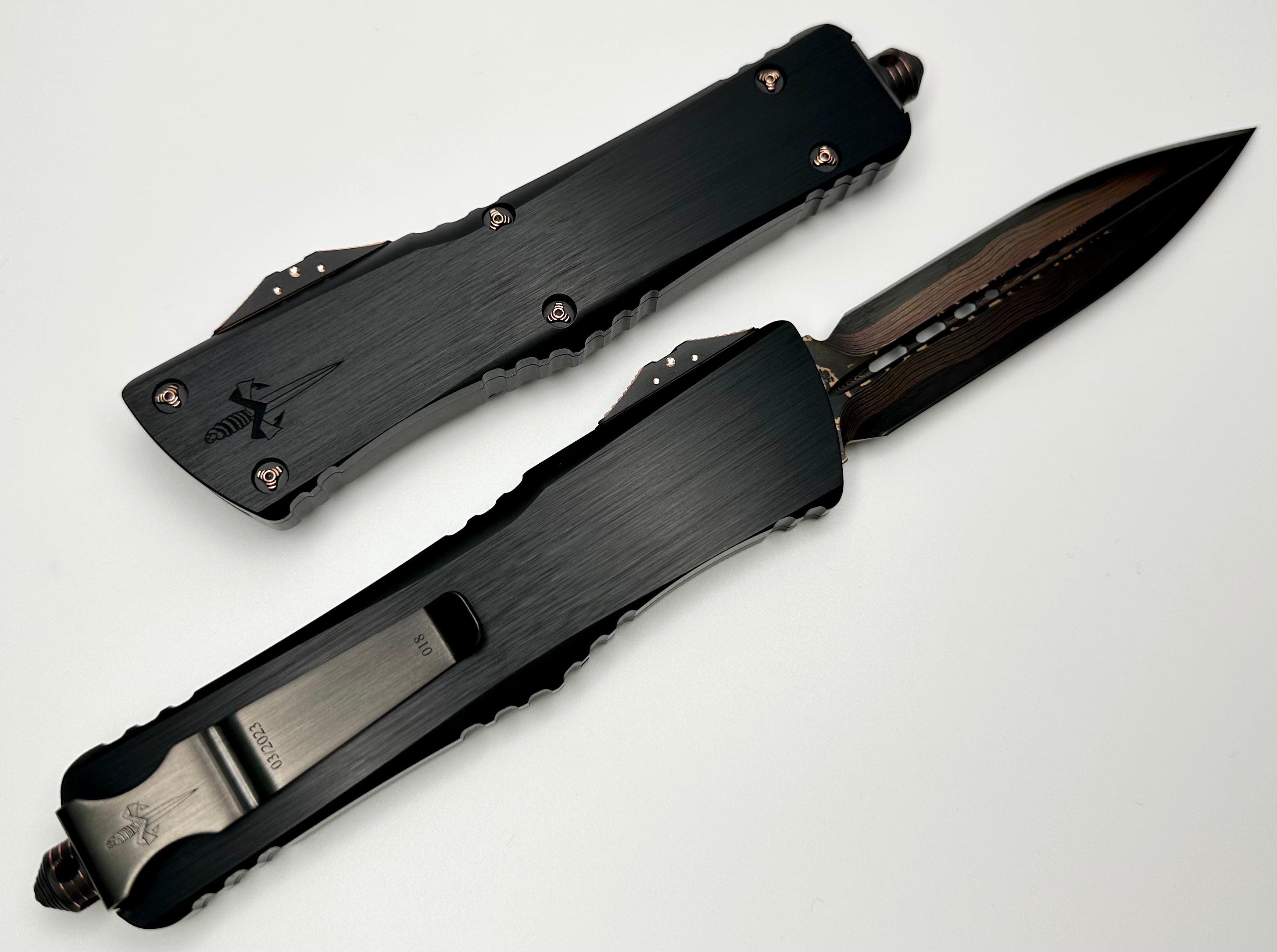 Premium Marfione Custom Combat Troodon Tactical Knife - Tiger GoMai Blade & Hefted Black Handle