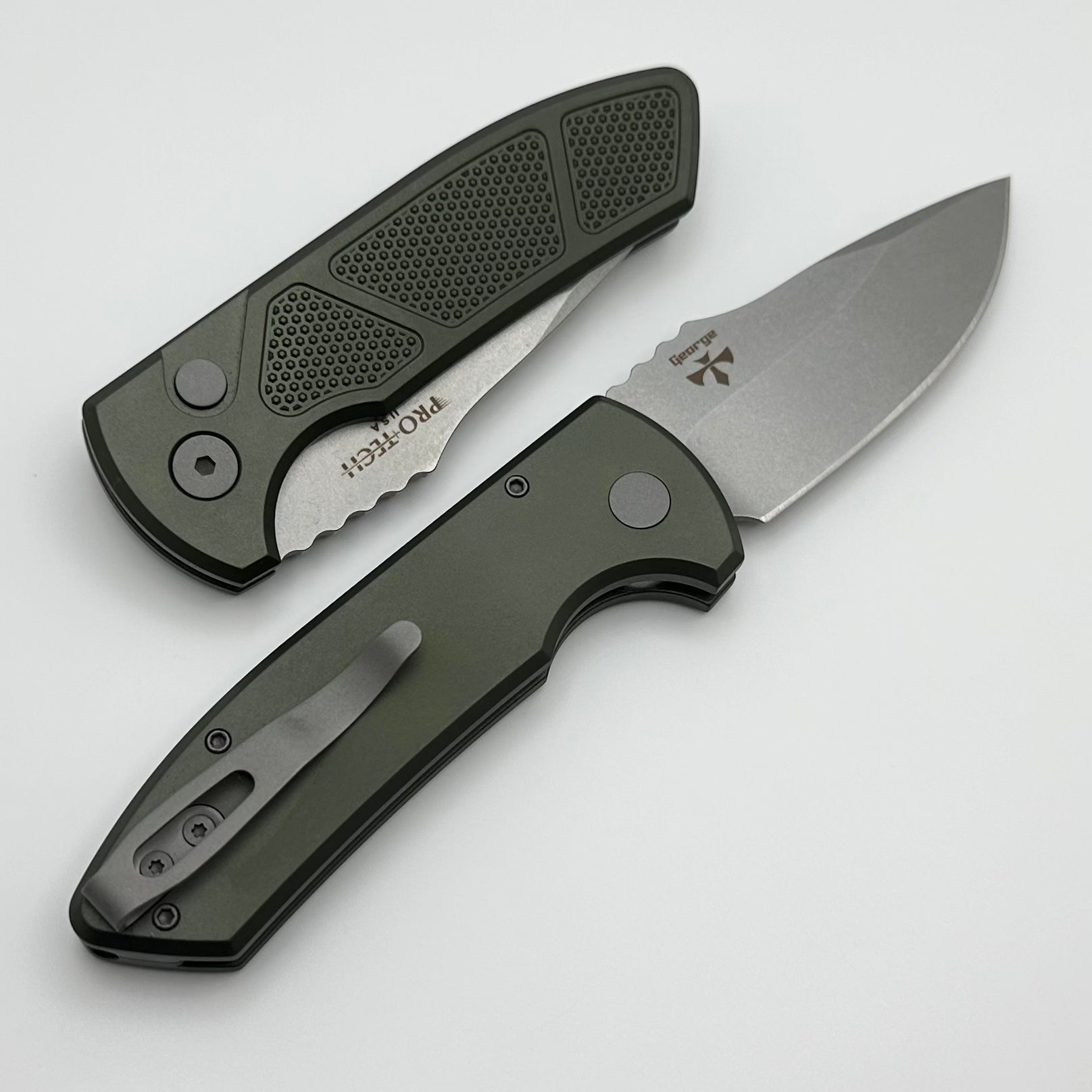 Pro-Tech Ultimate SBR Rockeye Knife - Green Aluminum Handle & Stonewash S35 Blade