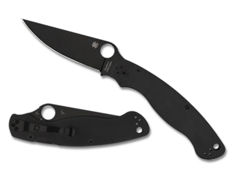 Spyderco Military 2 Black G-10 DLC Coated Tactical Knife - CPM-S30V Steel