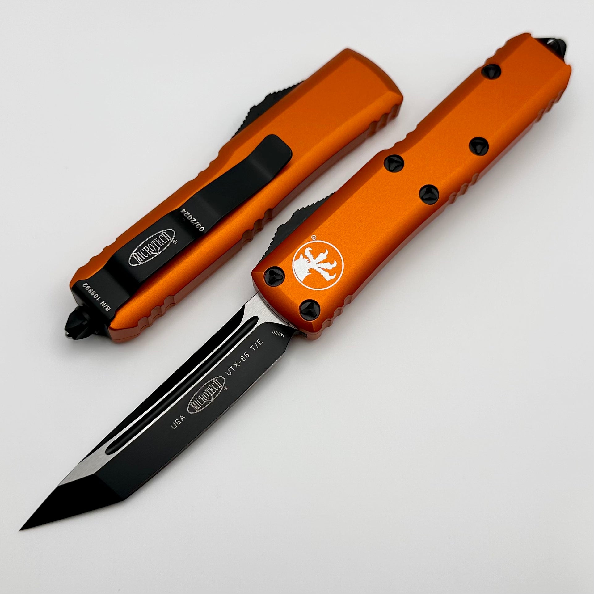 Microtech UTX-85 Premium EDC Knife - Orange Handle & Black Tanto Blade