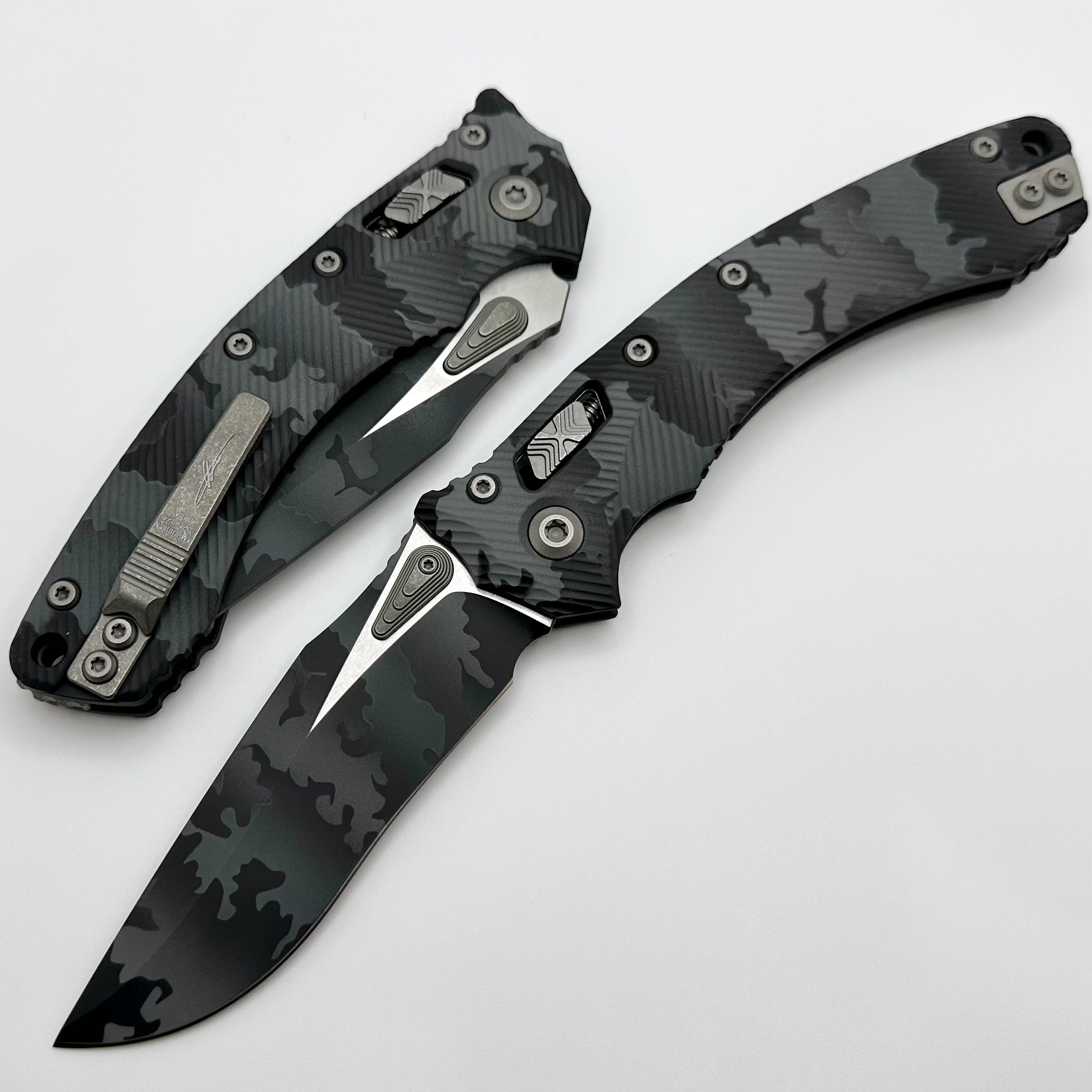 Microtech Amphibian RAM LOK Tactical Knife - Urban Camo Fluted Aluminum & M390MK Steel