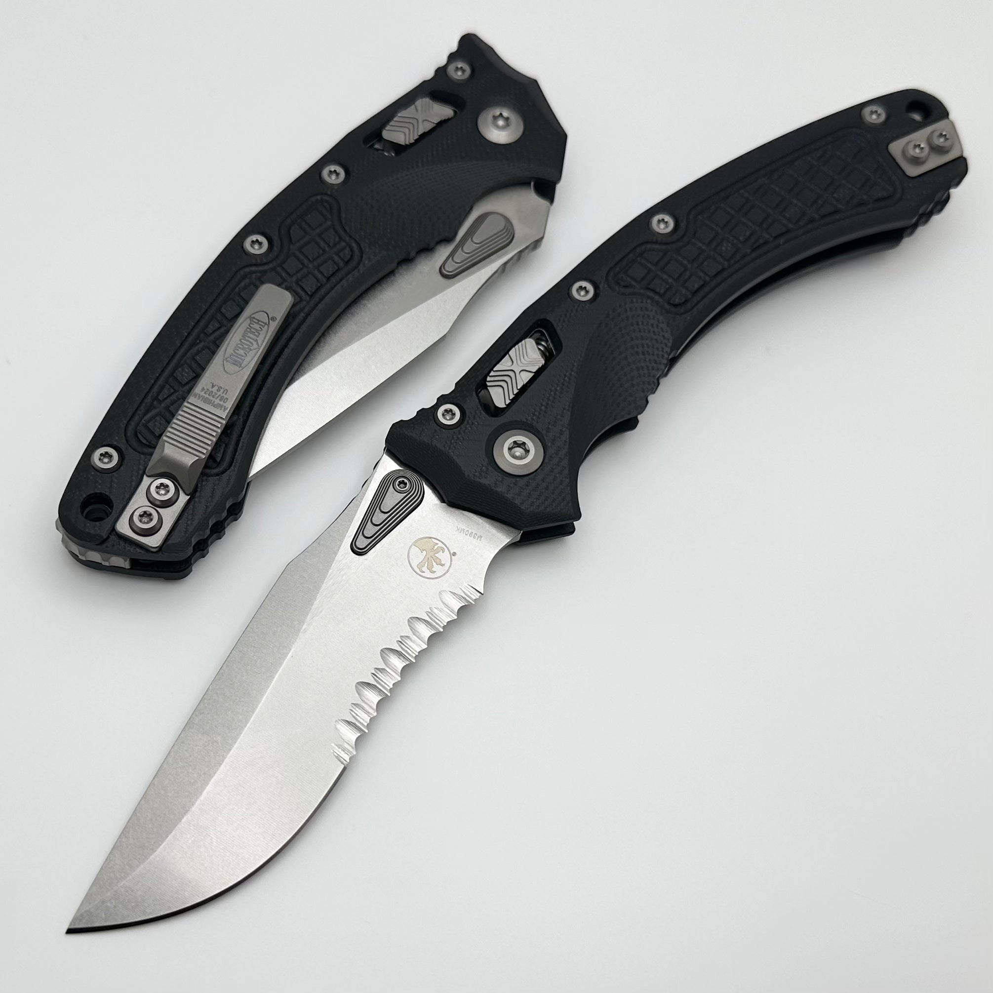 Premium Microtech Amphibian RAM LOK Knife - Black Frag G-10 & Stonewash M390MK Blade