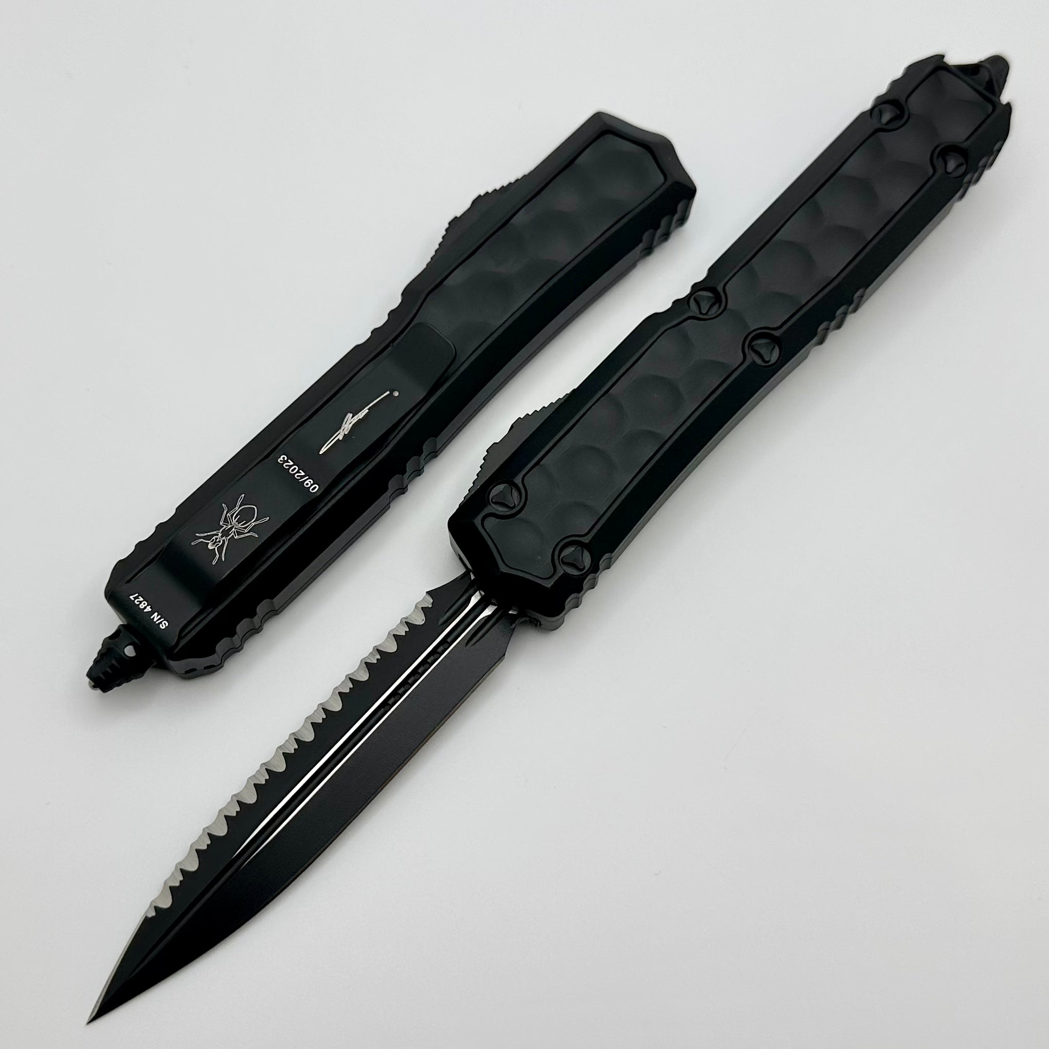 Microtech Makora Ultimate Tactical Knife - Double Edge Full Serrated with Premium Bubble Inlay