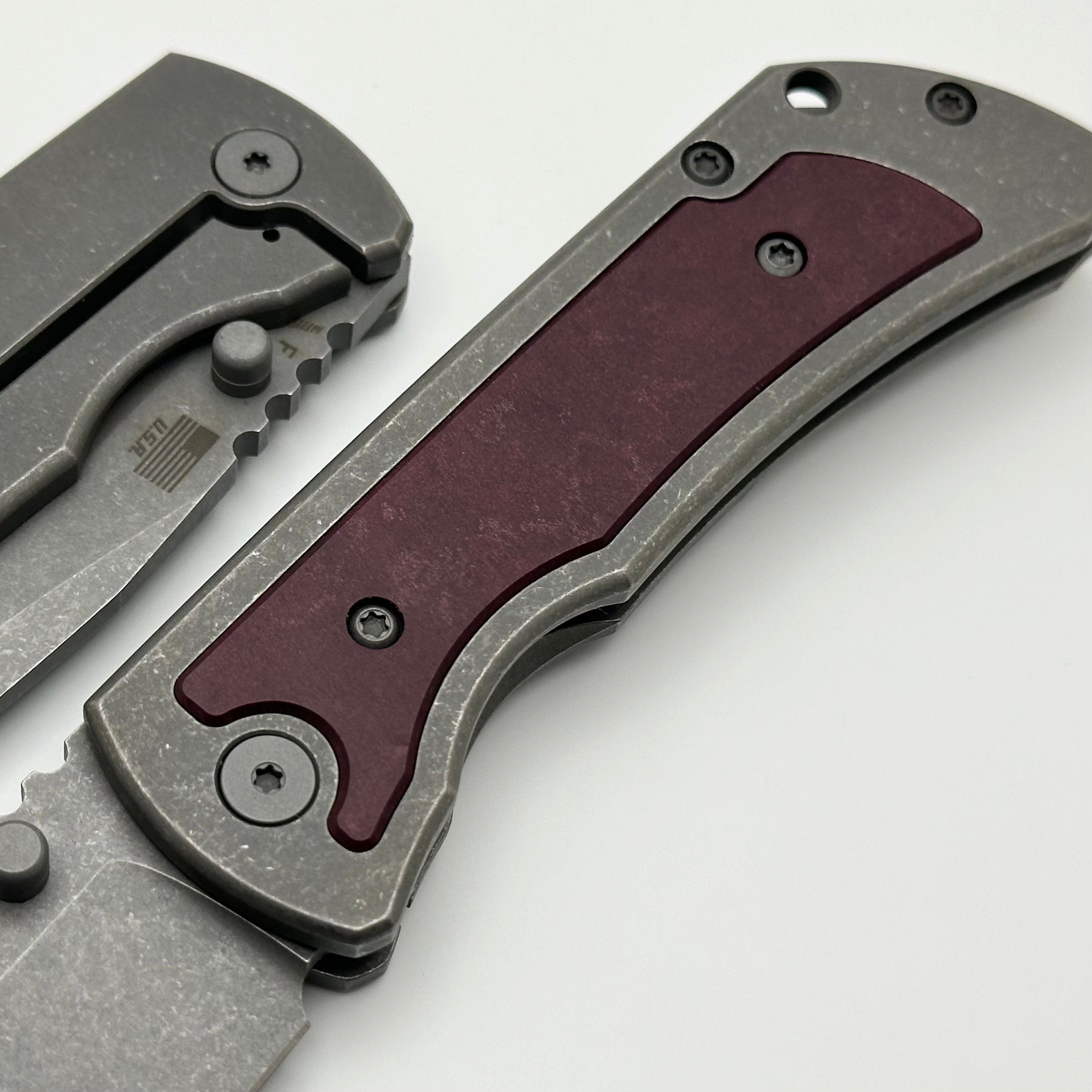 McNees Premium Machined MAC 2 3.5 Gen 2 F Atomic Knife with Wine Richlite Inlay & MagnaCut Steel