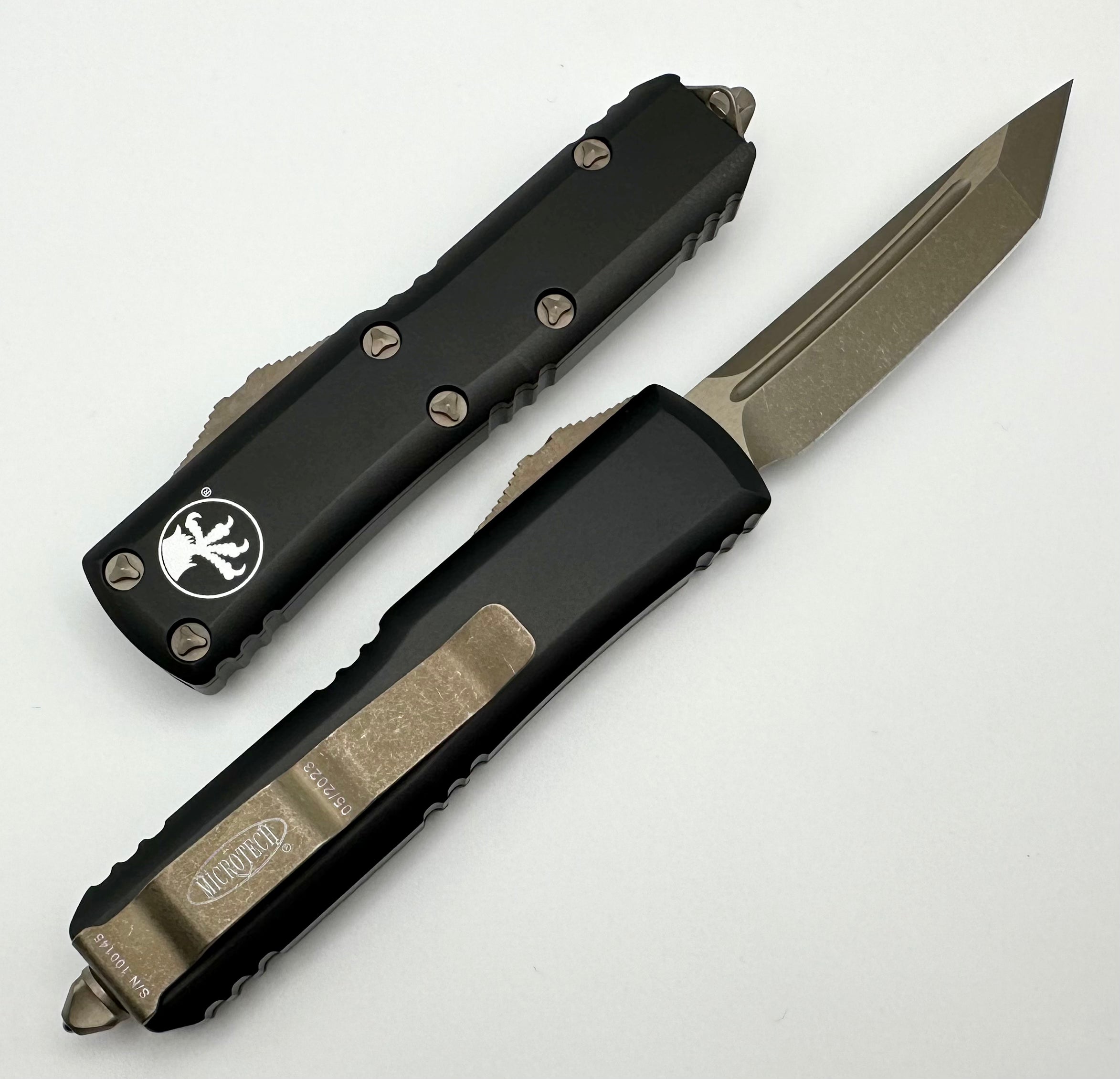 Microtech UTX-85 Apocalyptic Bronze Tanto & Black EDC Knife