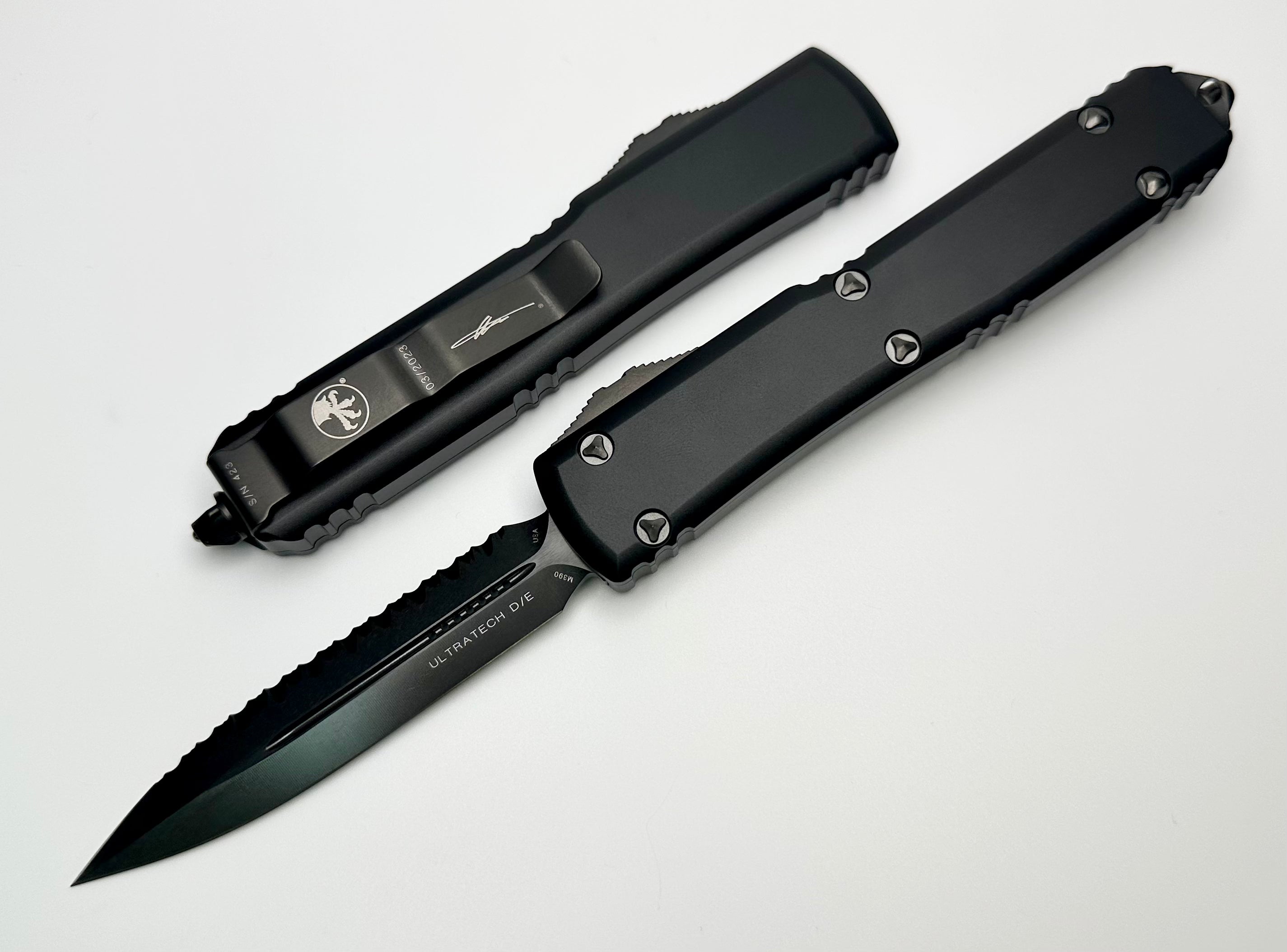 Premium Microtech Ultratech DLC Black Tactical Knife - Signature Series