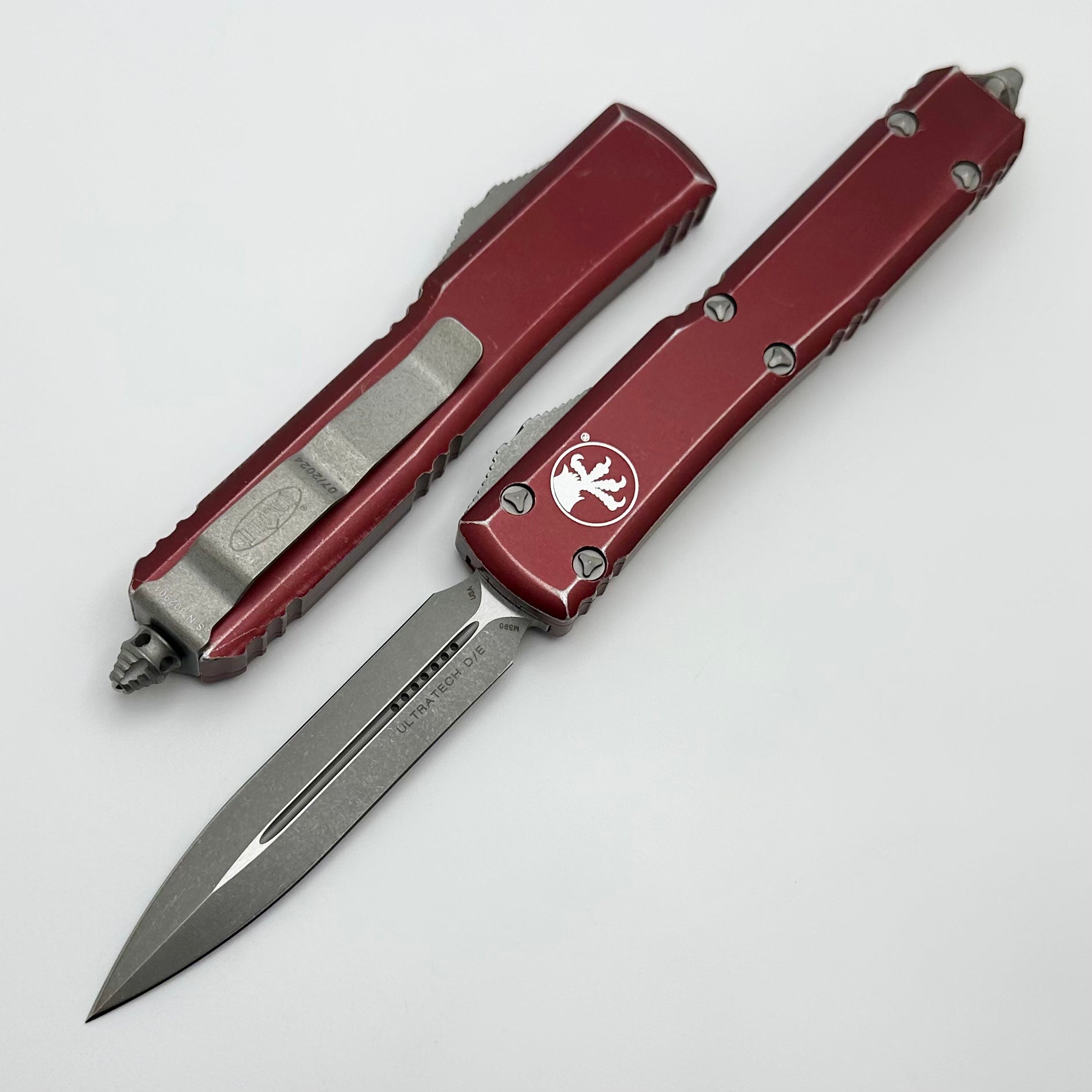 Premium Microtech Ultratech Double Edge Apocalyptic Knife - Distressed Merlot Edition