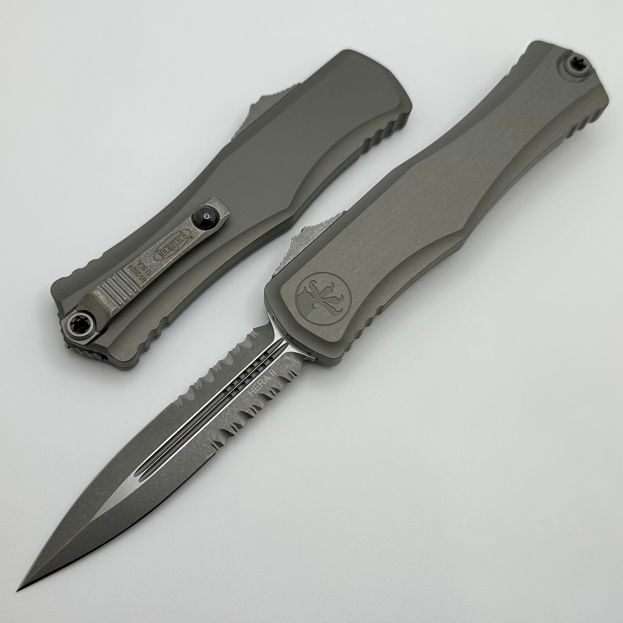 Microtech Hera II Apocalyptic OTF Knife - Premium Double Edge with Partial Serration