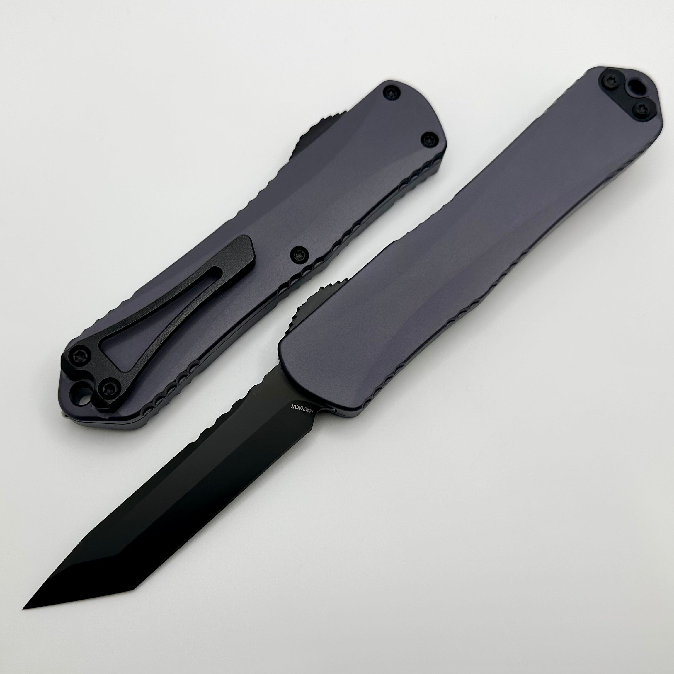 Heretic Knives Manticore E Tactical OTF Knife - Gray Handle & DLC Tanto MagnaCut