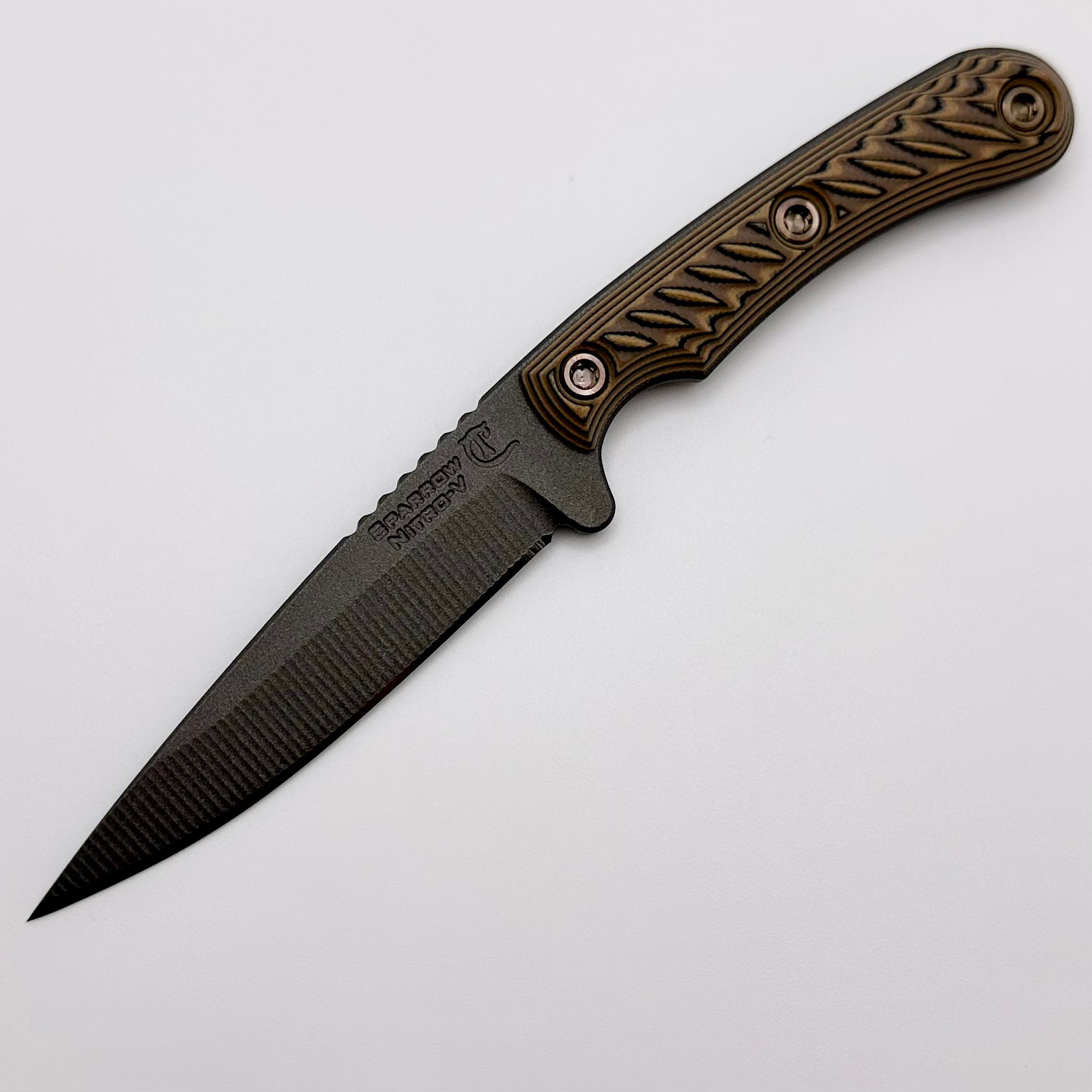 Ultimate RMJ Tactical Sparrow Fixed Blade - Hyena Brown G-10 & Nitro-V | Premium EDC Knife