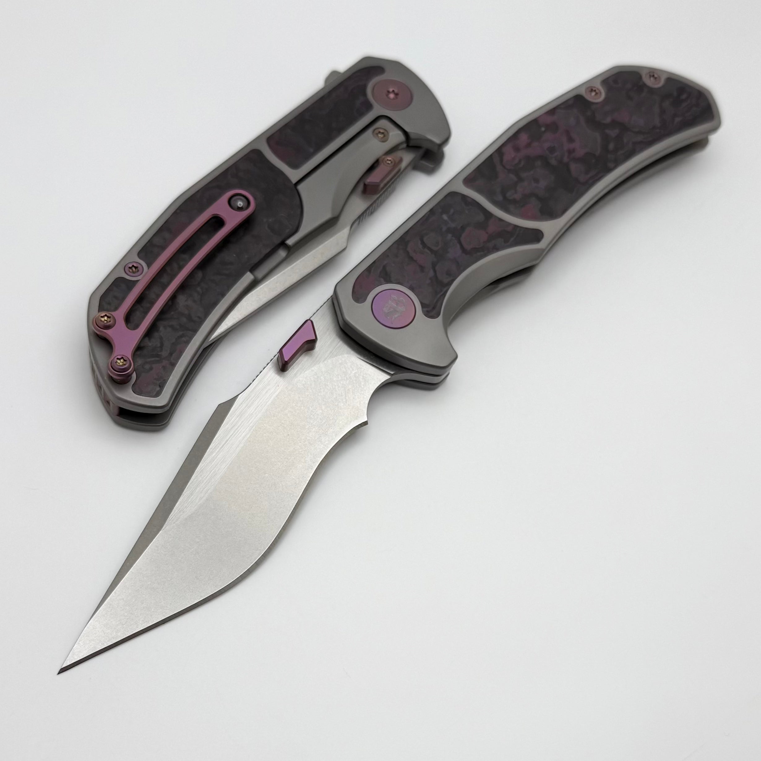 Premium Mechforce Hellraiser Titanium Folding Knife - Purple Haze Carbon Fiber & Stonewash Vanax Superclean