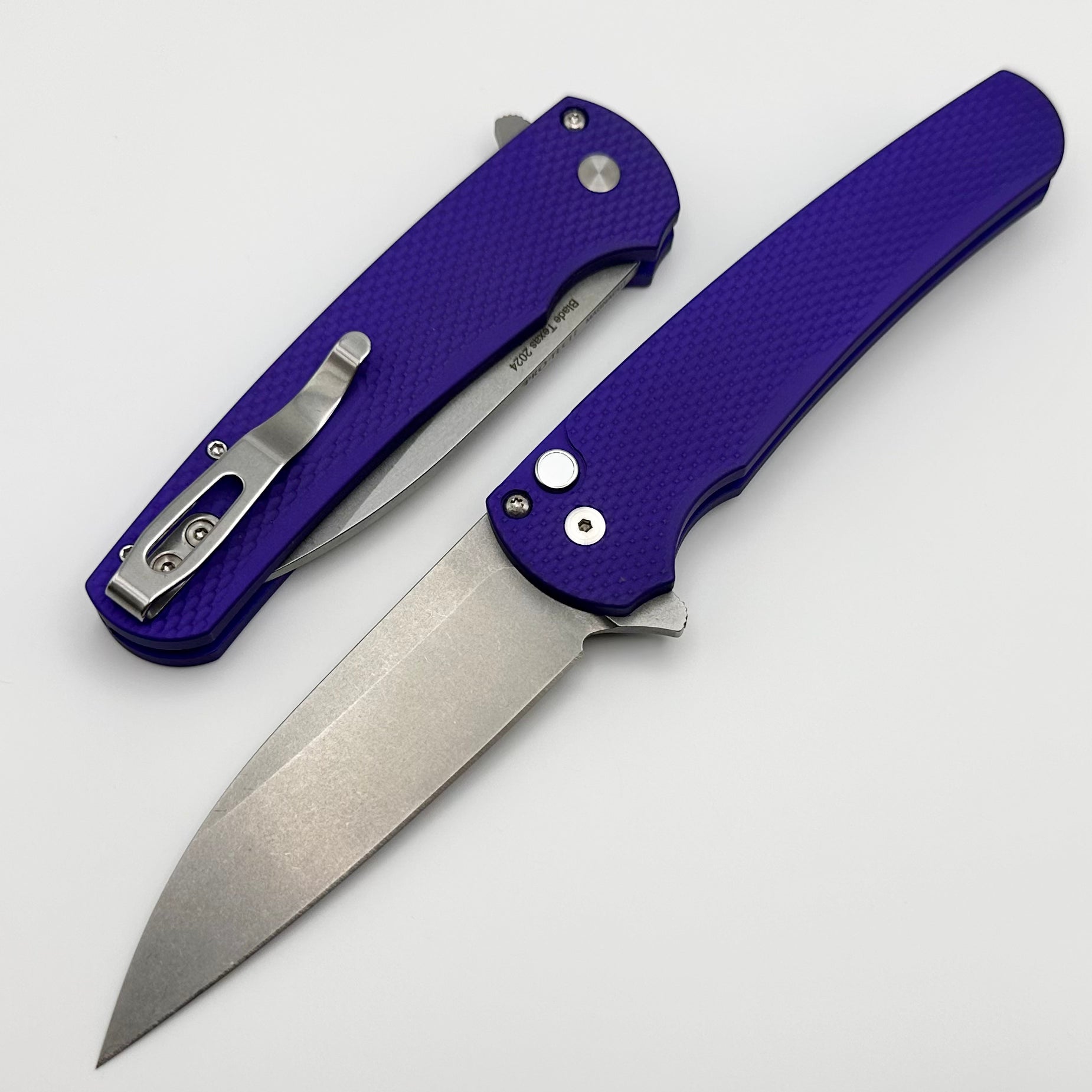 Pro-Tech Malibu 2024 Premium Folding Knife - Purple Handle & Stonewash MagnaCut Blade