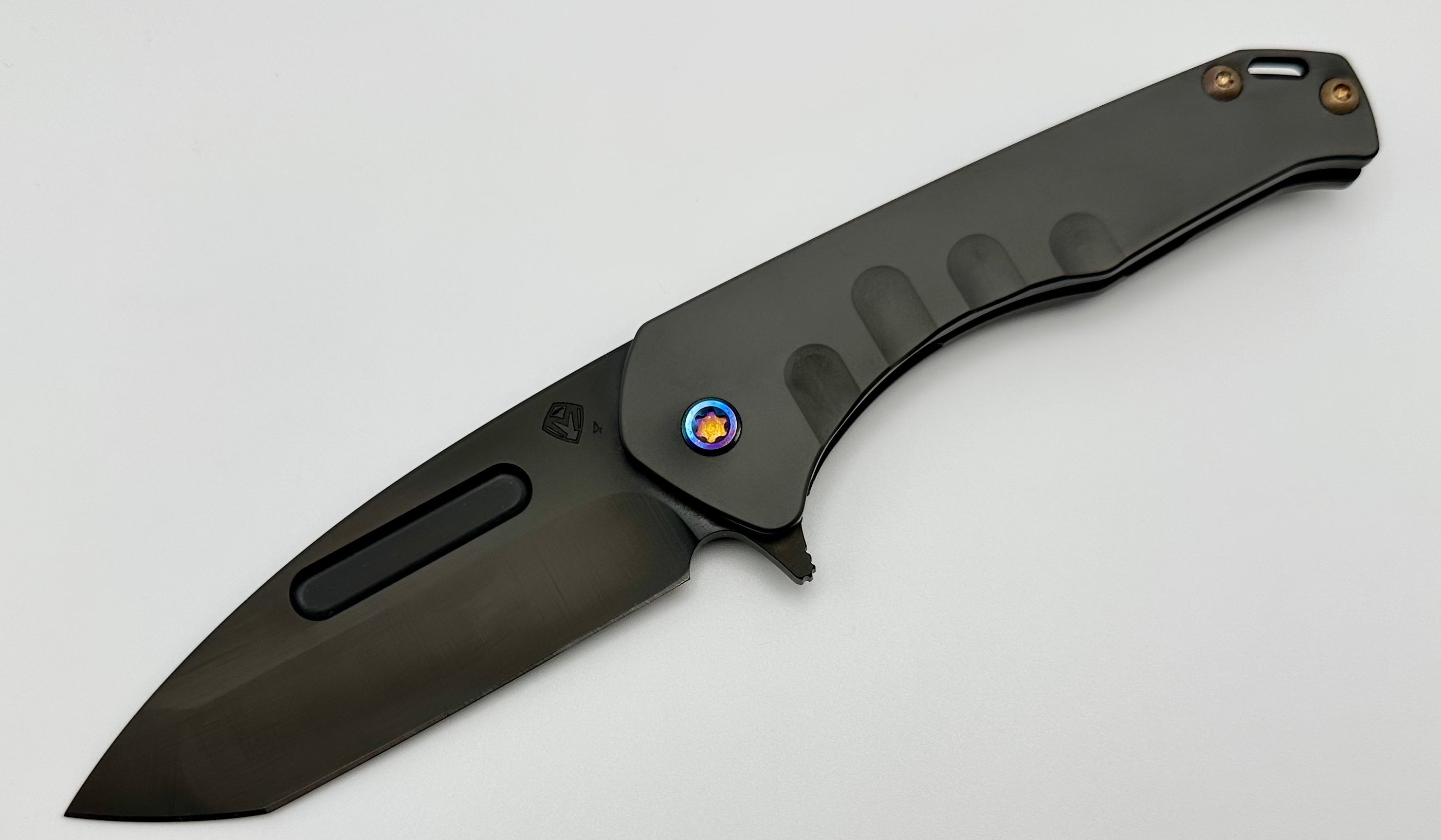 Premium Medford Praetorian Slim Flipper Knife - S45VN PVD Tanto Blade & Flamed Hardware