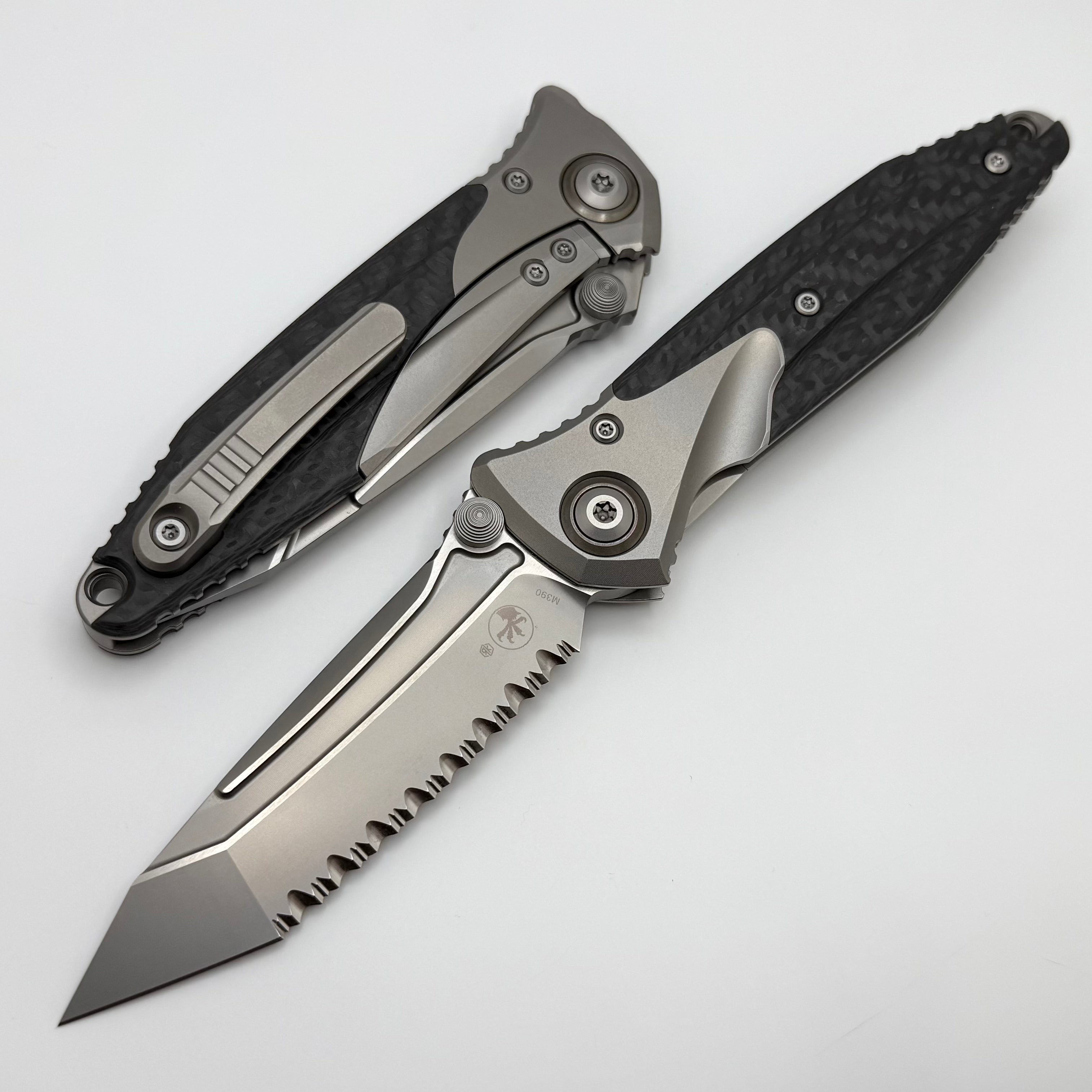 Premium Microtech Socom Bravo T/E Tactical Knife - Bronze Ti Pivot & Carbon Fiber Scales