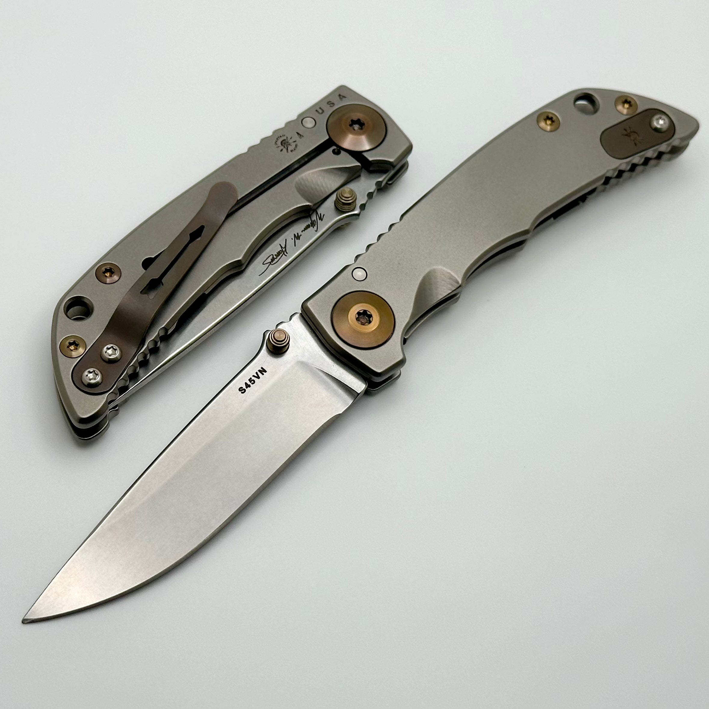 Spartan Blades Harsey Folder 3.25 - Premium Stonewashed Folding Knife with Bronze Accents